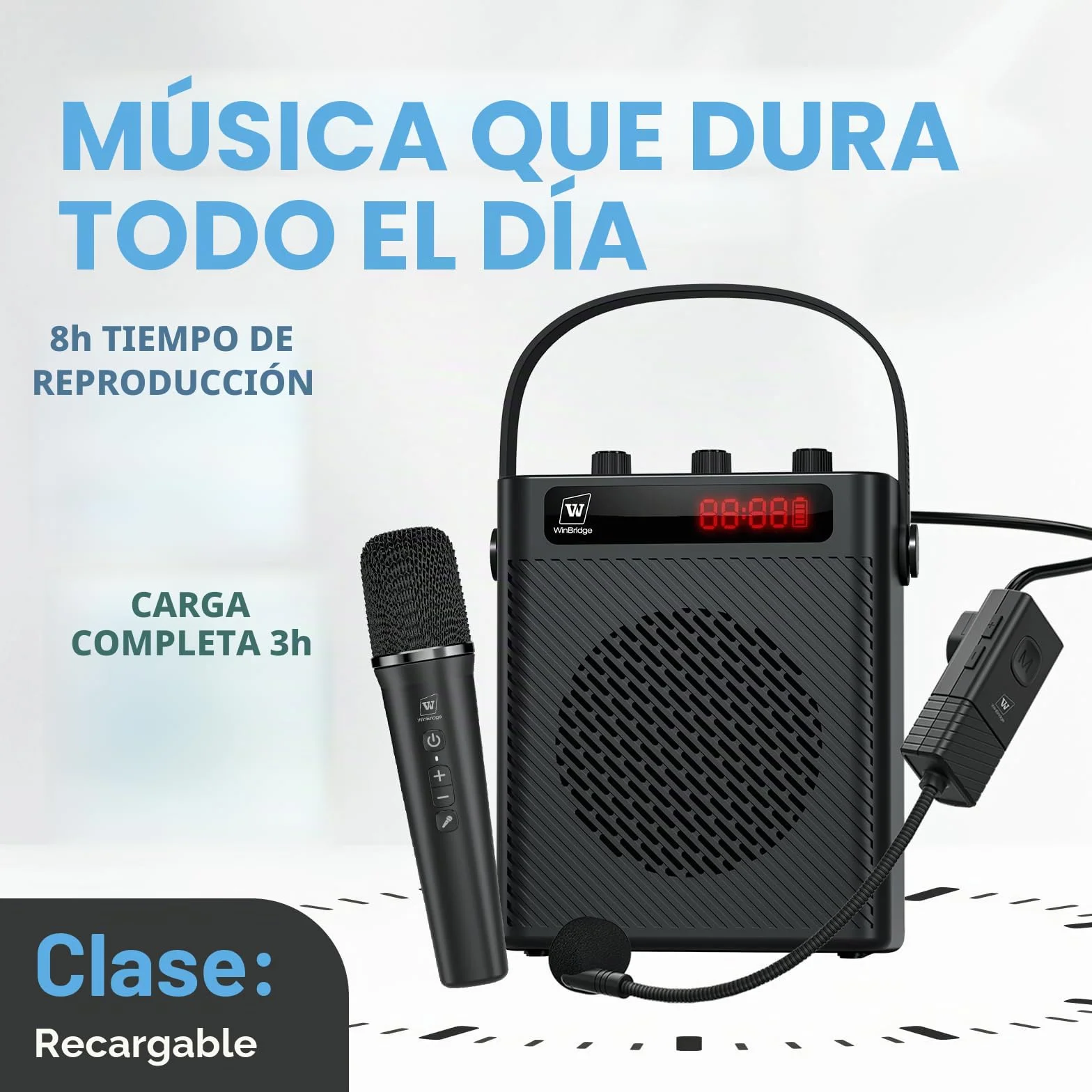 Micrófono inalámbrico amplificador de voz/micrófono de mano, micrófono portátil de 40 W y altavoz, sistema de karaoke inalámbrico, altavoz Bluetooth con micrófonos, sistema PA personal, 4 efectos de