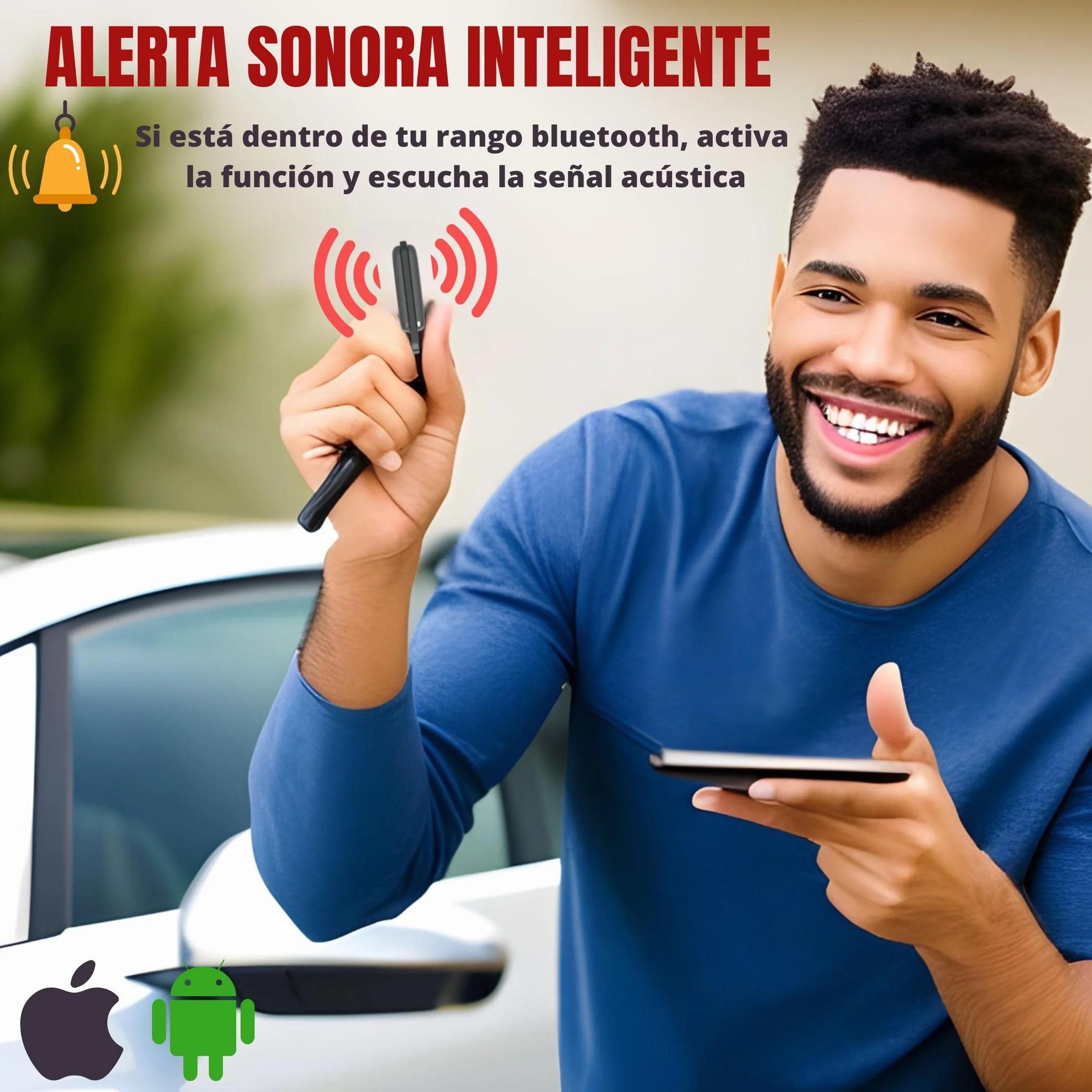 ICODI Localizador GPS para Coche Bluetooth IP67 Impermeable Sin Tarjeta SIM Android iOS