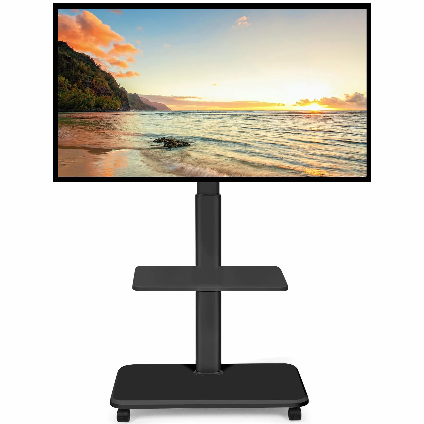 Soporte de TV con Ruedas para Pantallas LED LCD OLED 32"-70", 100 Libras, Altura Ajustable, Carrito Móvil, Negro