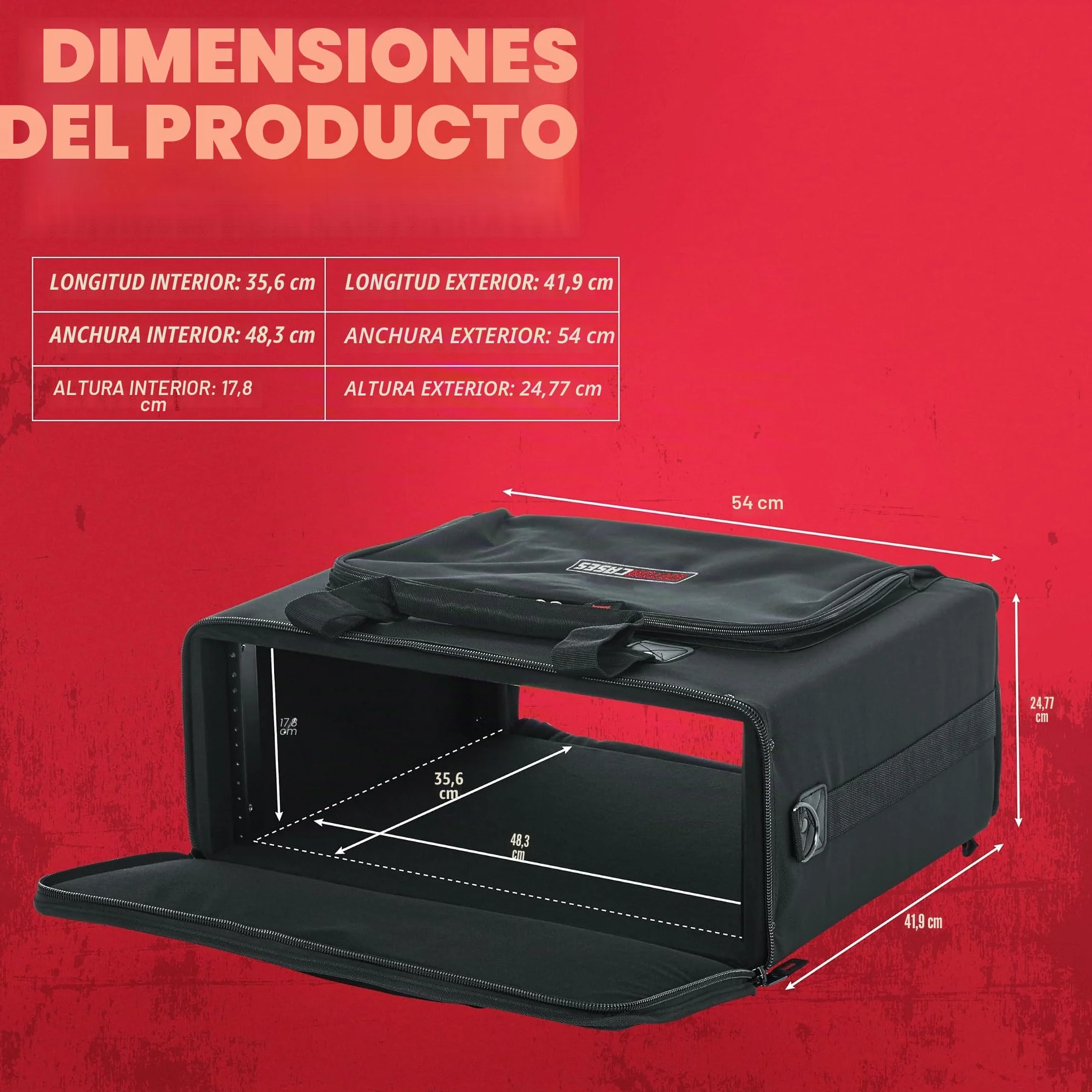 Gator Cases Bolsa Portátil para Rack 4U con Profundidad de Rack de 14"; (GRB-4U)