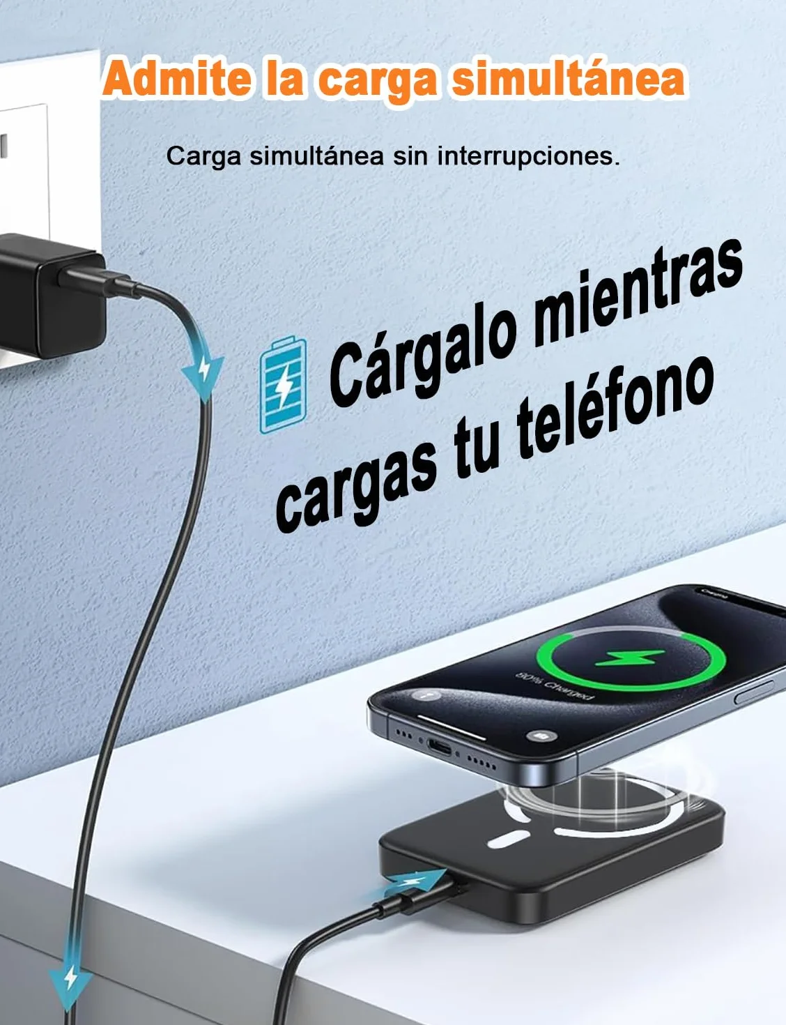 Inalámbrico Power Bank, Magnético Batería Externa 10000mAh para iPhone, Cargador Inalámbrico 20W Cargador Carga Rápida, Bateria Portatil Powerbank para iPhone 17 16 15 14 13 Pro MAX Samsung Android