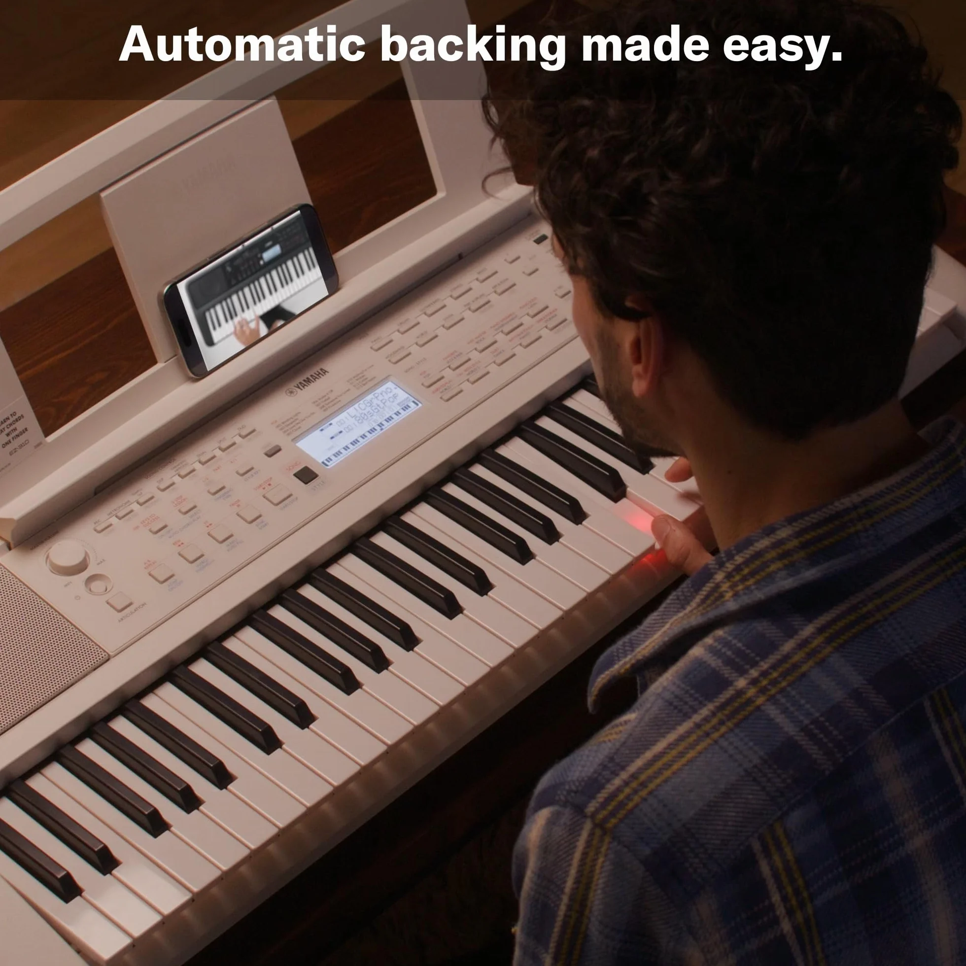 Yamaha EZ-310 Teclado portátil, cómoda función de luces guía y 61 teclas sensibles a la pulsación con polifonía de 48 notas, incluye 2 clases online con un profesor de Yamaha Music School
