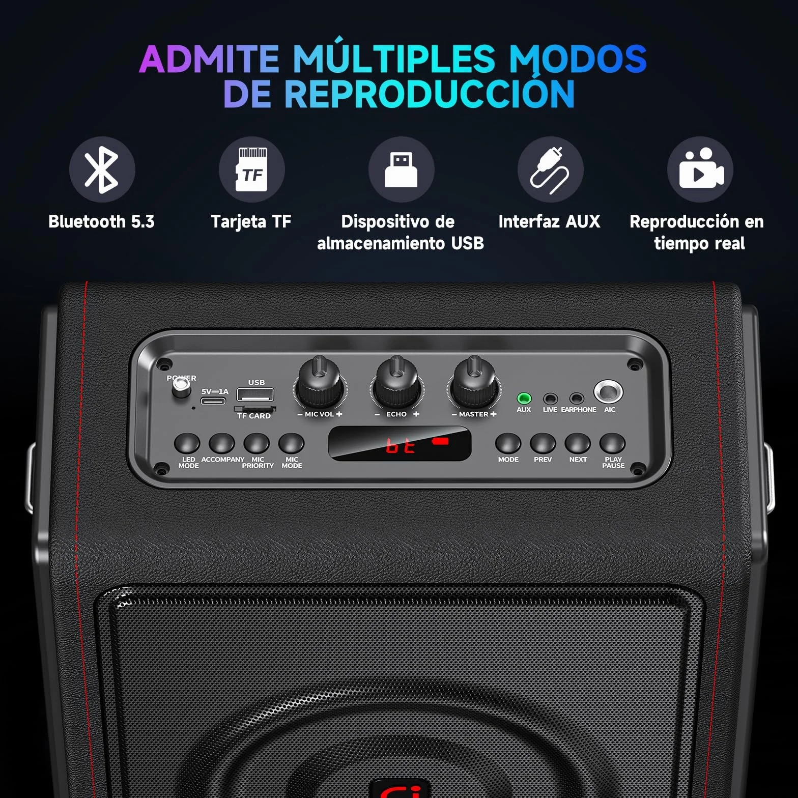 Máquina de Karaoke con micrófonos inalámbricos HWWR Karaoke con 2 Micrófonos para Adultos Niños, Karaoke Sistemas Accessoires utiles pour Micro (MS75-2Mics)