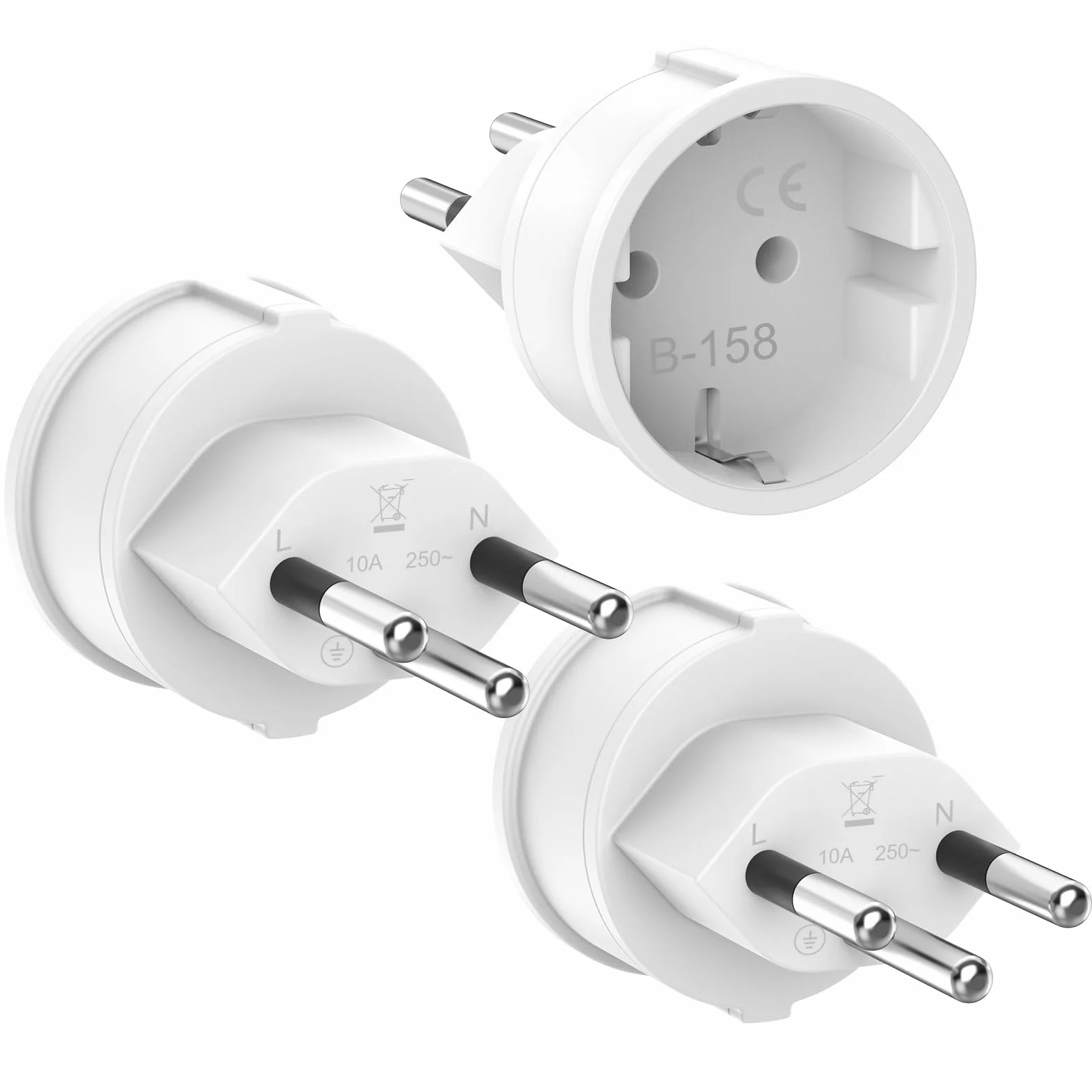 Adaptador Enchufe Suiza 3 Piezas Adaptador Enchufe Europeo/España a Suizo, Adapter de UE a Switzerland, Tipo C/E/F a Tipo J para Maldivas, Ruanda, Liechtenstein