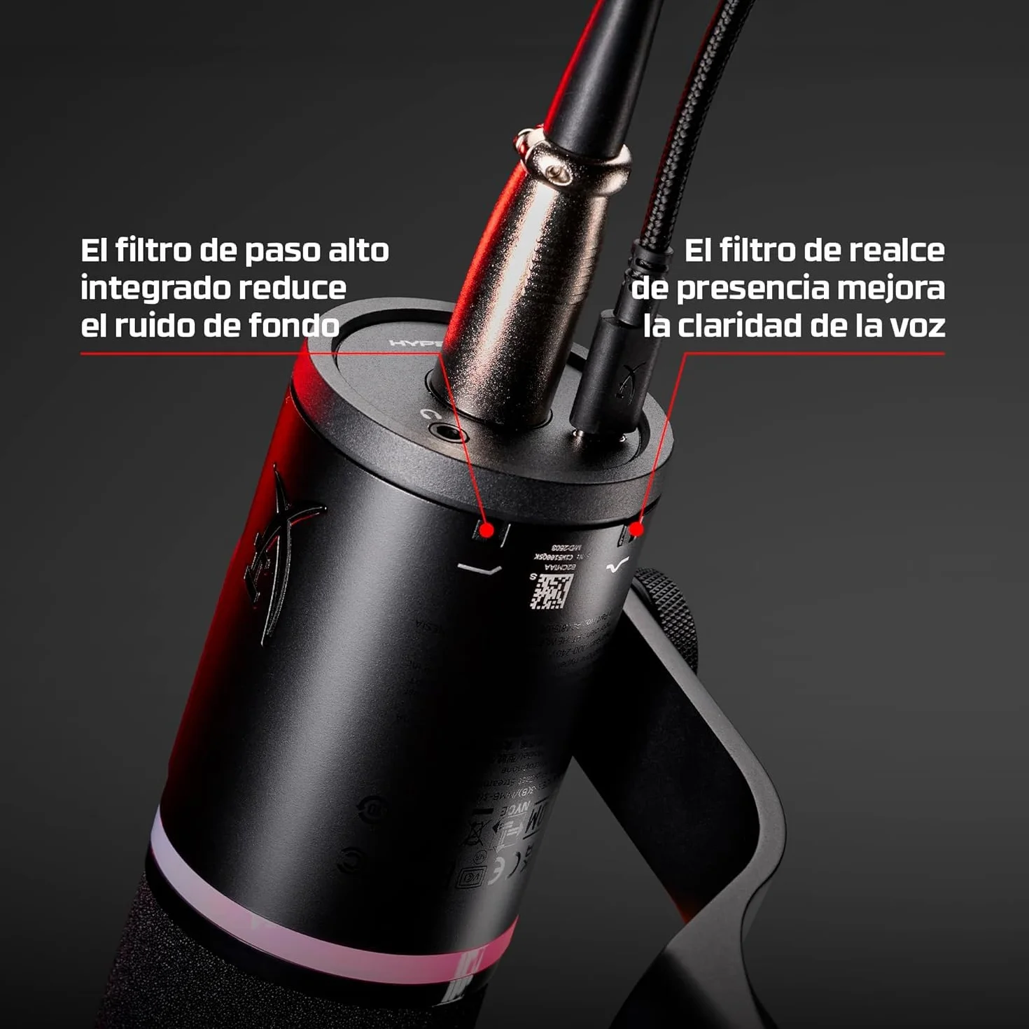HyperX Flipcast - Micrófono dinámico cardioide para Streaming, podcasts y grabación Vocal, USB-C, XLR, metálico, Negro