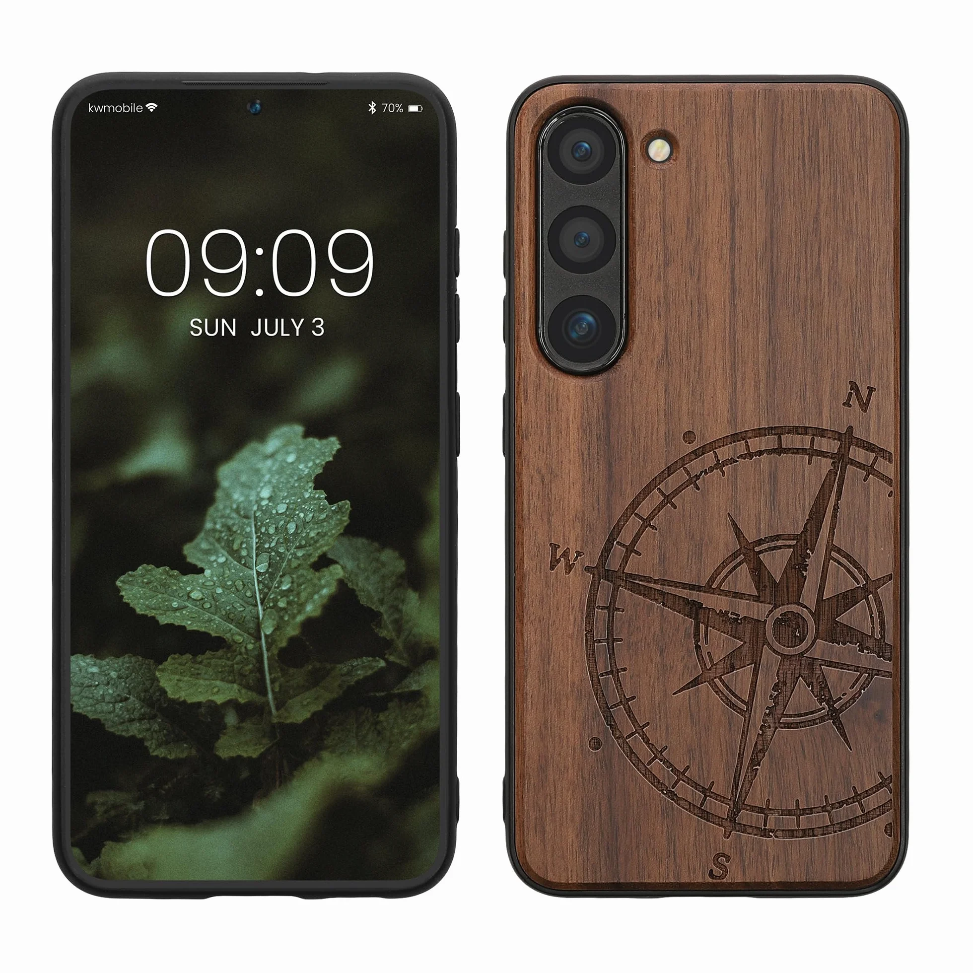 kwmobile Carcasa Compatible con Samsung Galaxy S23 Funda de Madera con Bumper antigolpes