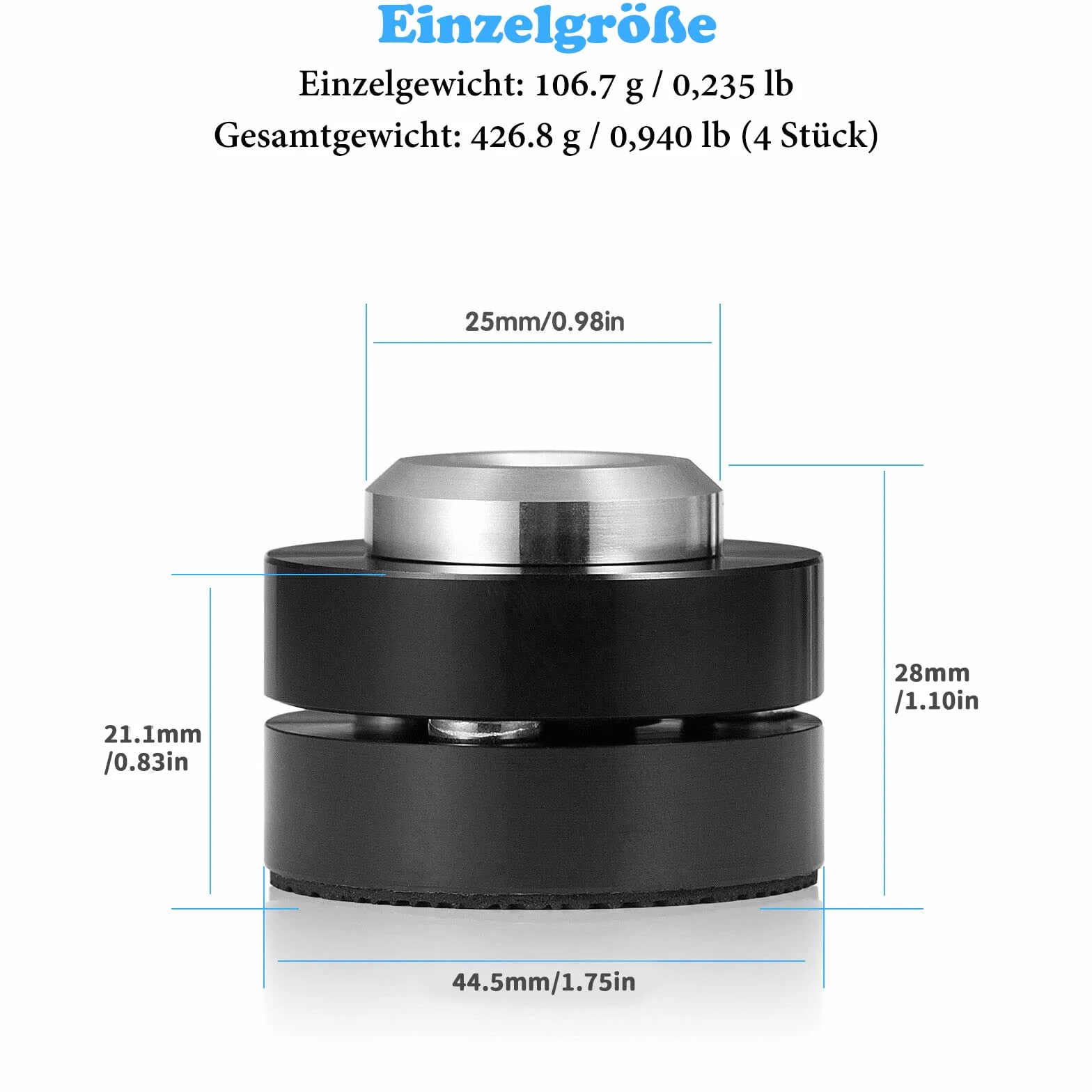 Tertullus 4 piezas de altavoces pies de aluminio HiFi amortiguador pies para dispositivos de alta fidelidad