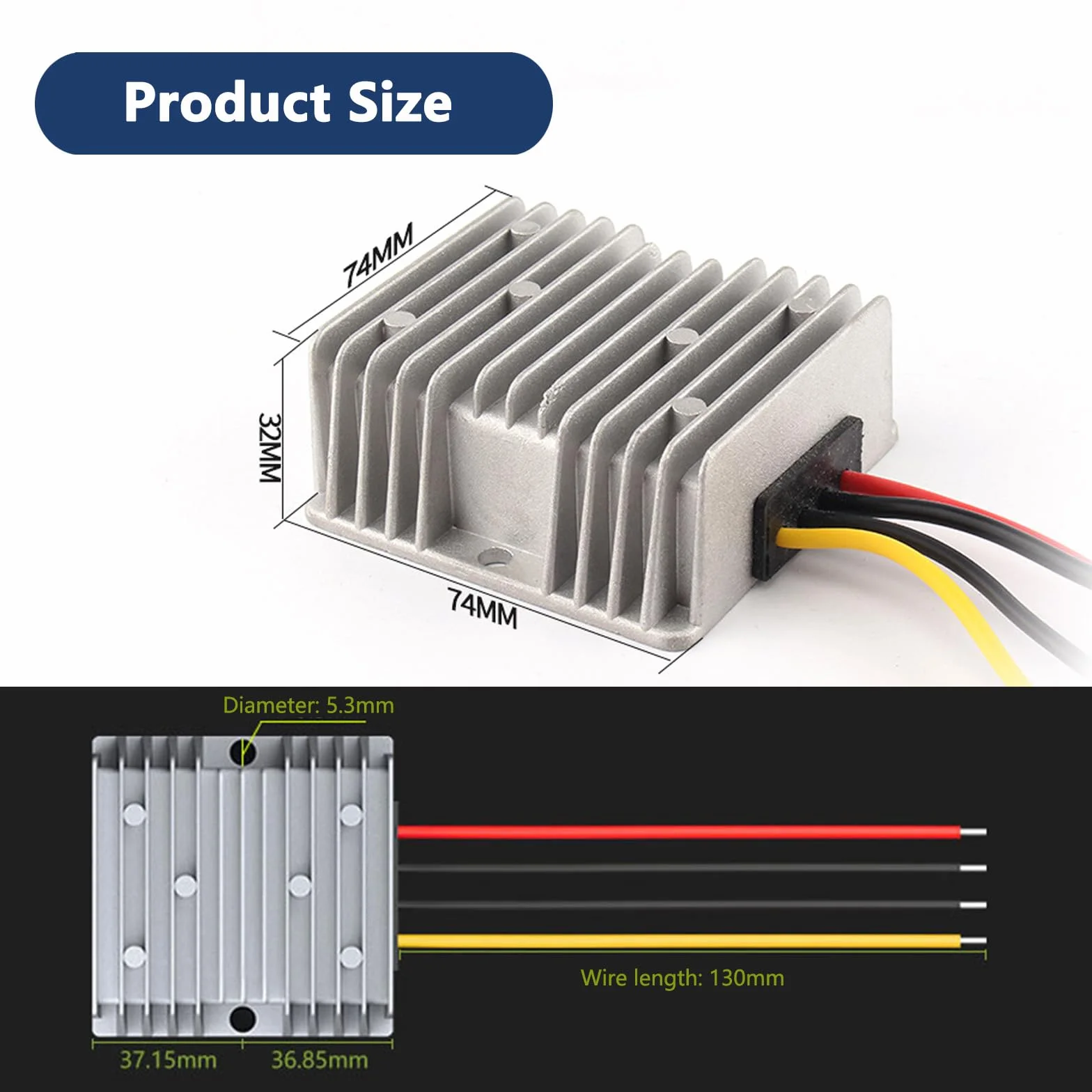 Convertidor Reductor DC 12V 24V a 5V 30A 150W IP68 Impermeable Transformador 8-40V a 5V Convertidor de Voltaje de Coche Regulador de Tensión Buck Converter Módulo Fuente Alimentación