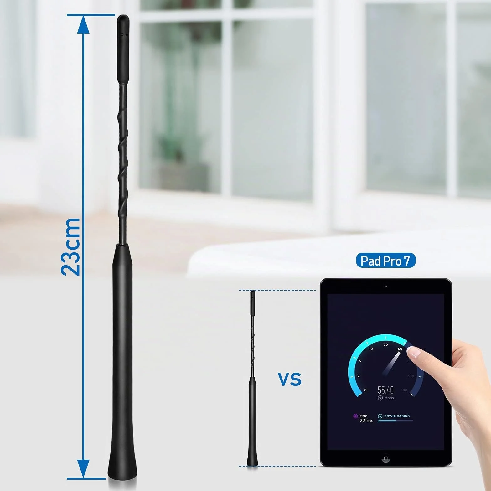 Eightwood Antena Coche Universal Antena Radio Techo Antena 23cm Universal de Coche Repuesto con Aadaptadores M4,M5,M6 con Fuerte Función de Recepción FM/Dab