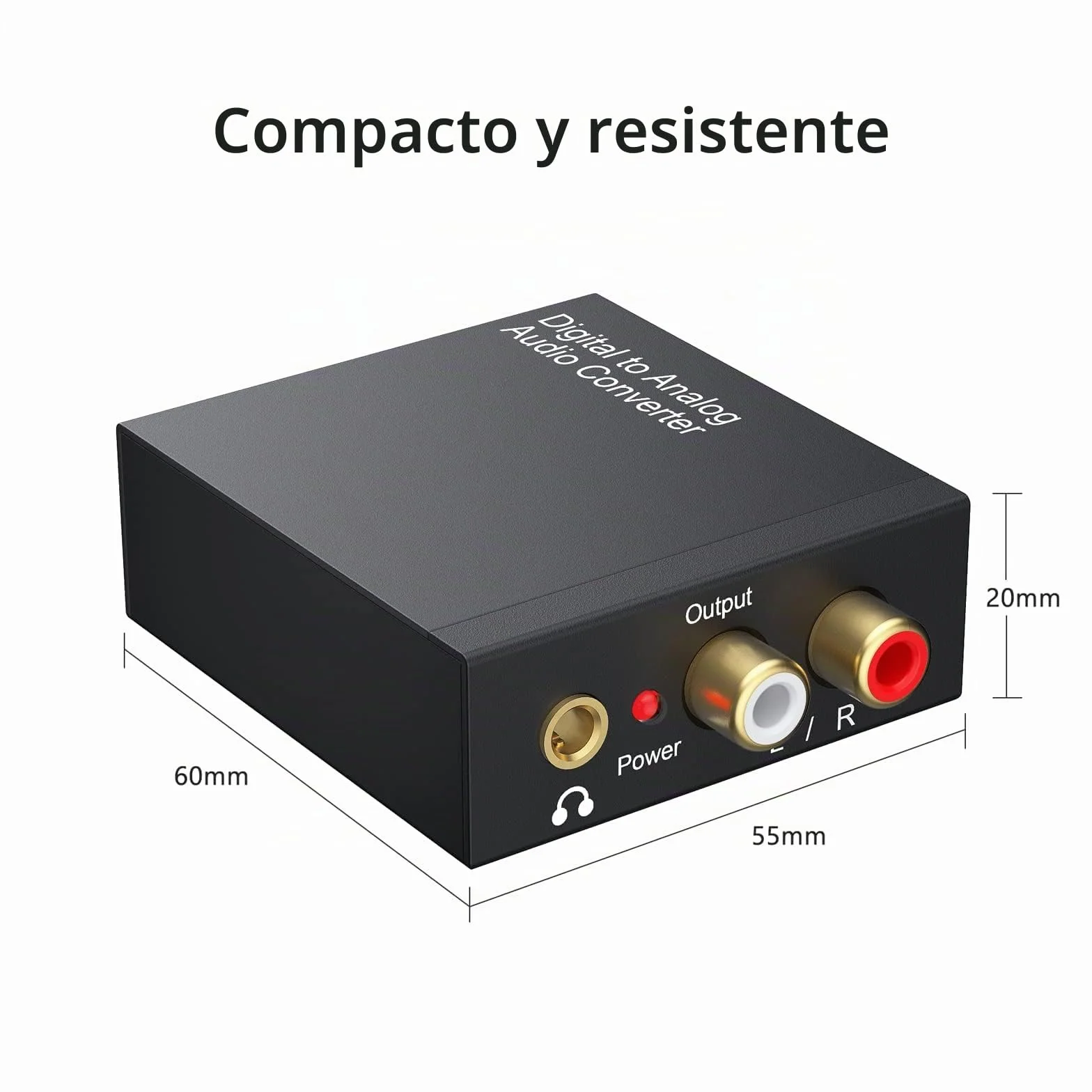 DAC Audio 192KHz Adaptador SPDIF Jack Convertidor óptico RCA digital analógico estéreo Toslink 3,5 mm