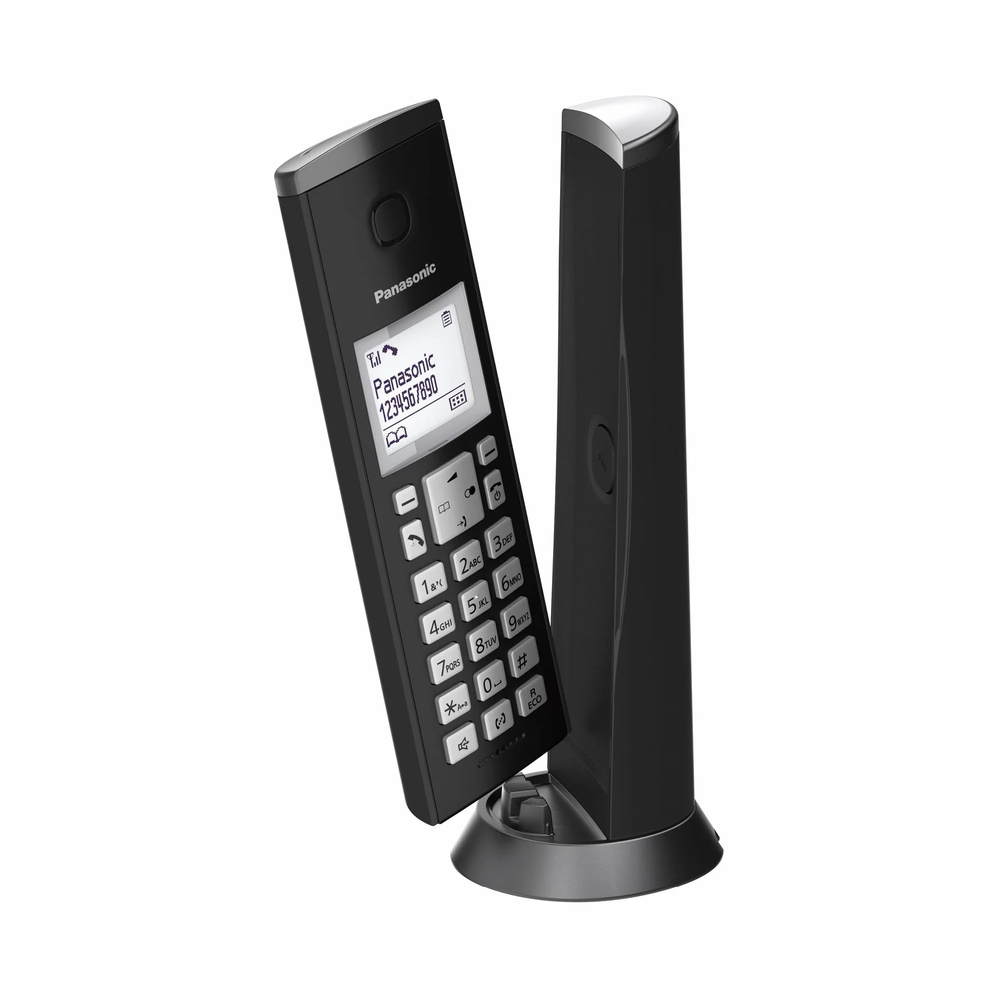 Panasonic KX-TGK210SPB Teléfono Inalámbrico Digital, Altavoz Manos Libres, LCD Blanco, Negro