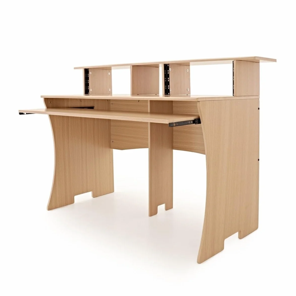 Escritorio de estudio en casa de 3 niveles - Muebles para audio y grabación profesional Natural