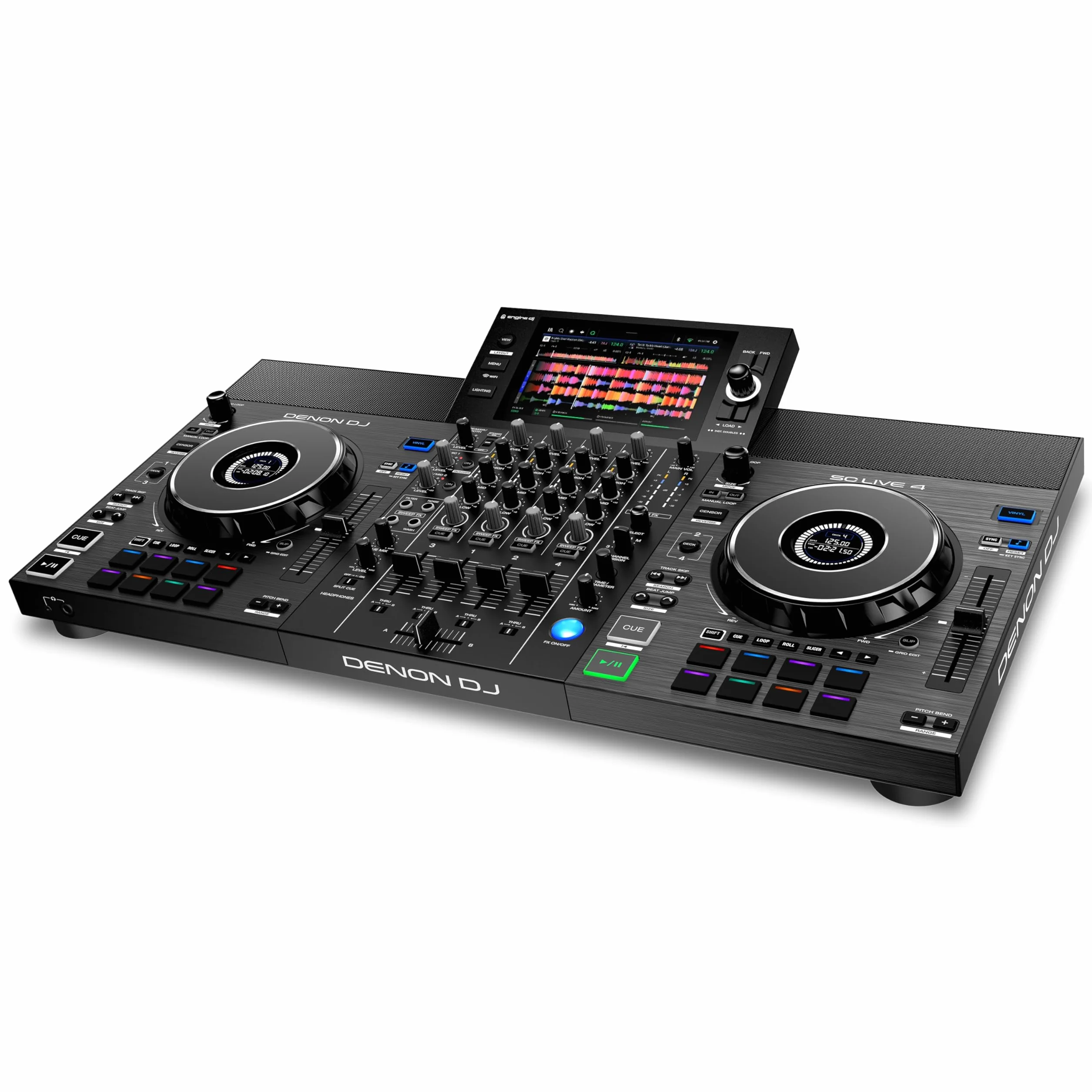 Denon DJ SC LIVE 4 Controlador DJ con separación de stems en 4 decks, streaming por wifi, altavoces integrados, compatible con Serato DJ y Virtual DJ