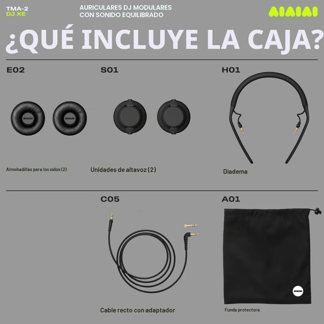 Aiaiai TMA-2 DJ XE - Auriculares DJ Profesionales on-Ear con Sonido equilibrado y Claro, Almohadillas de Alto Aislamiento y Peso de Solo 168 g, diseño Modular con Piezas fácilmente reemplazables