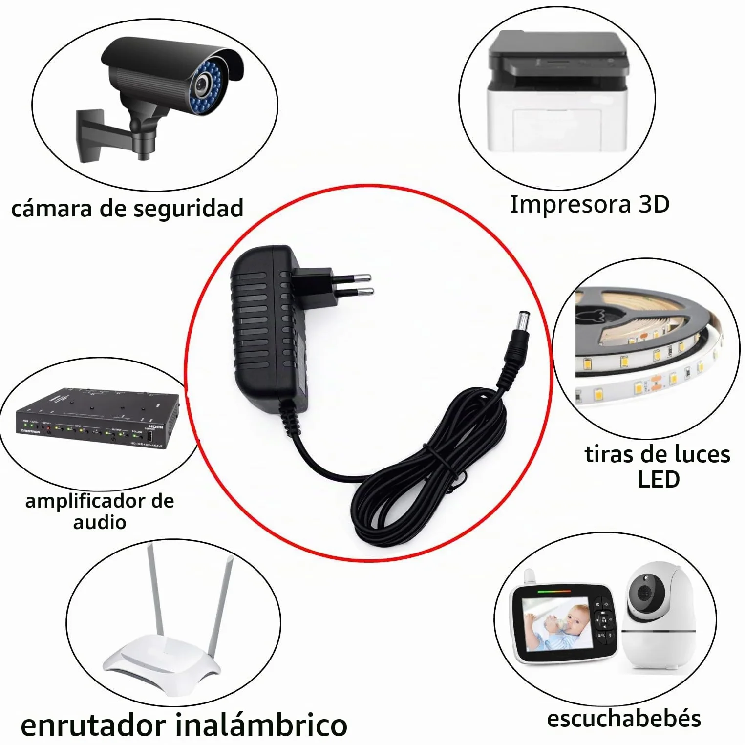 JZK 5V 1A DC Netzteil Adapter mit 8 Stecker DC Stecker AC 100-240V zu 5 Volt 1 Amp 1000mA Netzteil Transformator für 5V LED Streifenluchten Router, Audio, Video