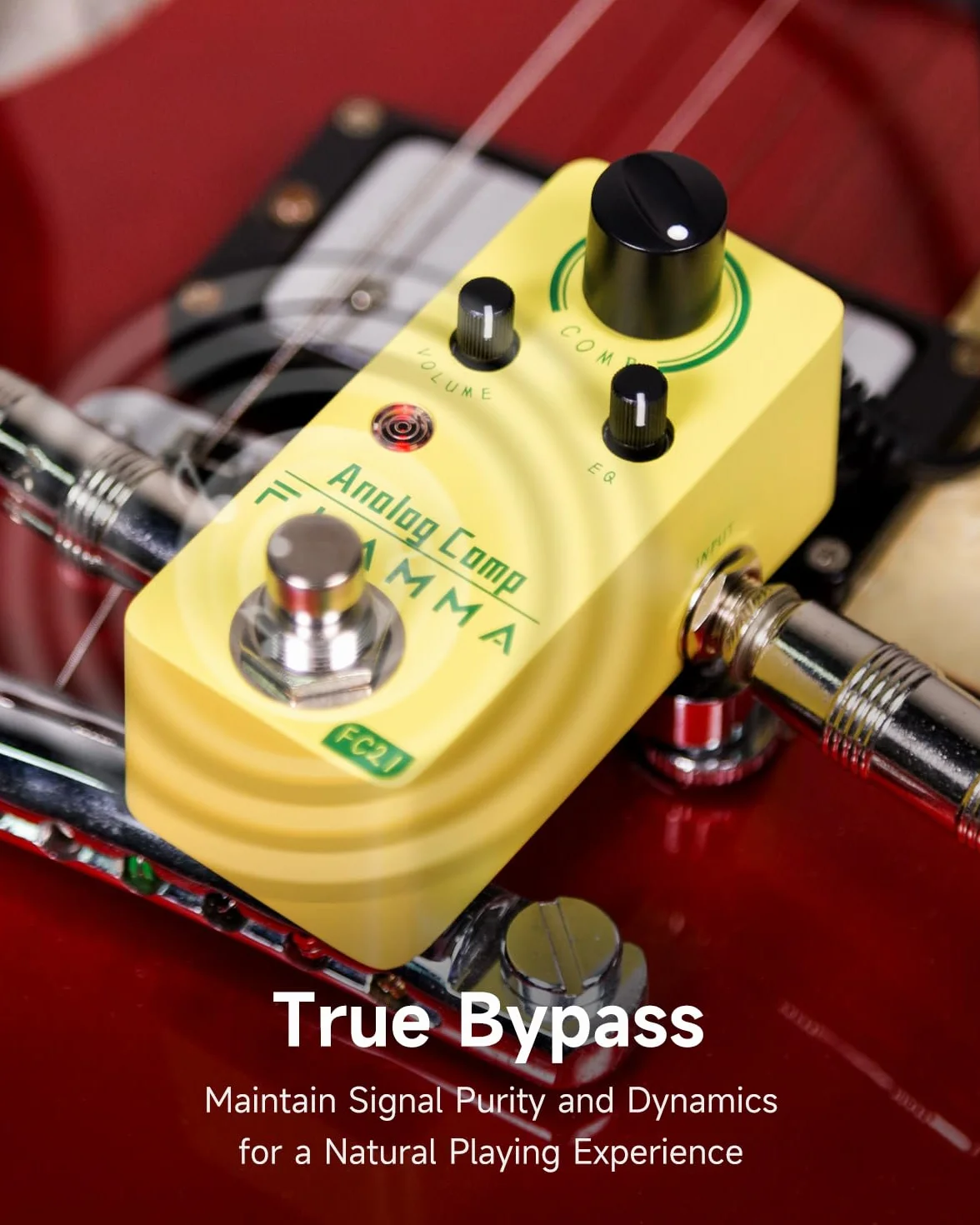 FLAMMA FC21 - Pedal compresor de efectos de guitarra eléctrica, efecto de compresión óptico clásico, True Bypass