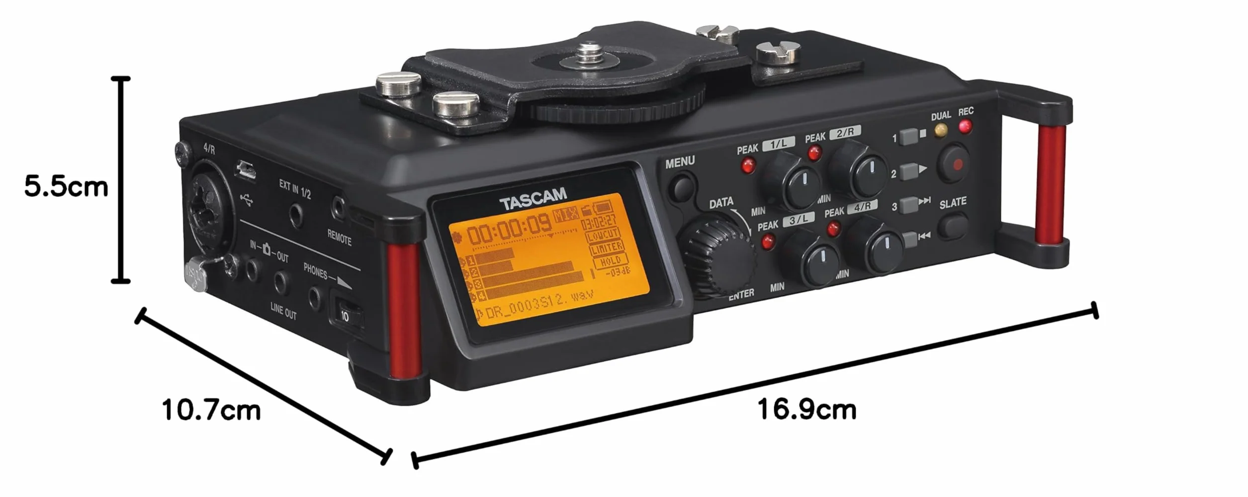 Tascam DR-70D – Grabadora de audio de 4 canales para cámaras DSLR
