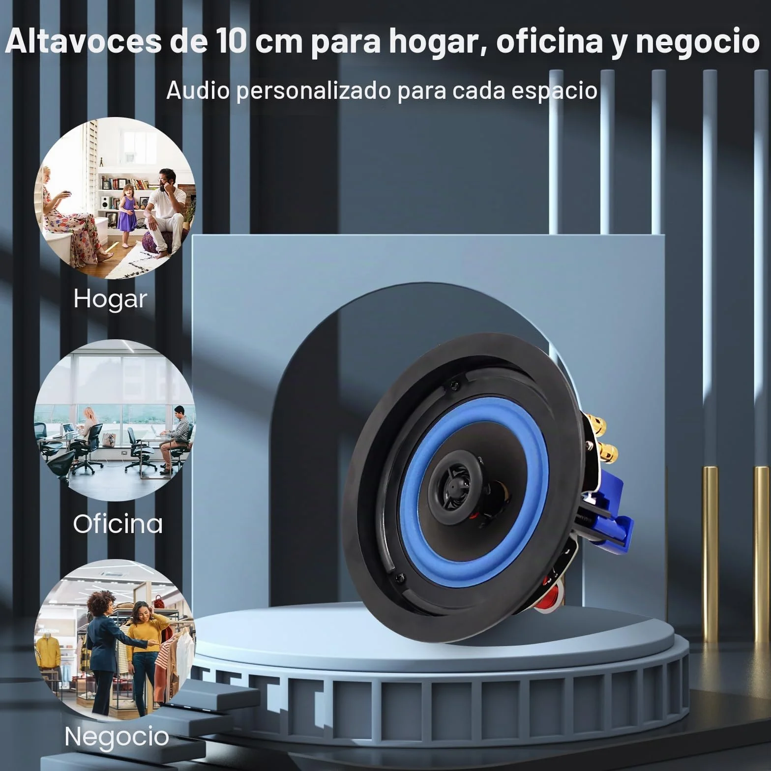 STUDIOFINIX Altavoces pasivos HCS418 de 160 vatios de 2 vías para montaje empotrado en techo en pared, ideal para baño, cocina, sala de estar, oficina (2 altavoces)