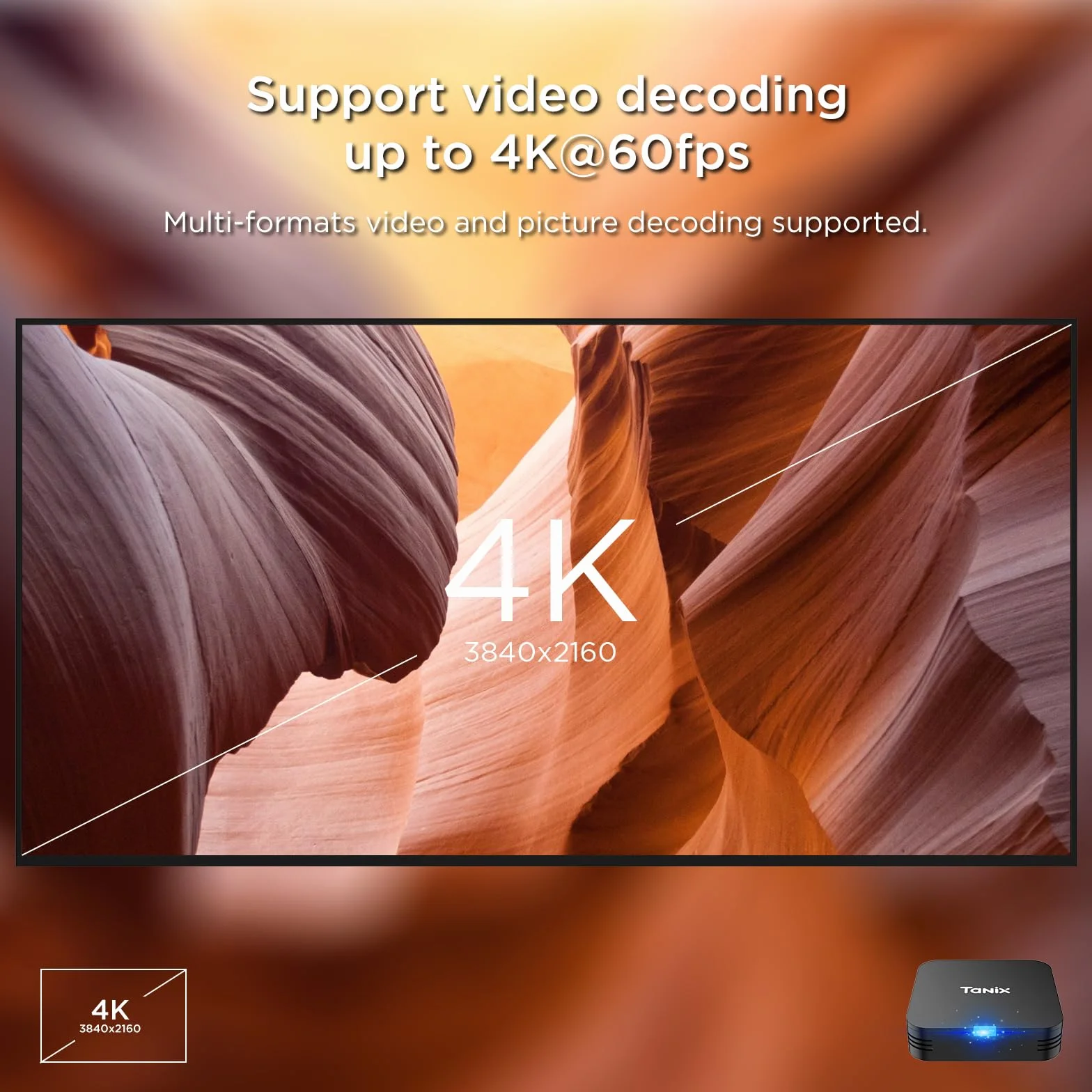 Android TV Box 10.0, 2GB RAM 16GB ROM, Allwinner H313 Quad-Core, WiFi, USB, 4K Smart TV Box