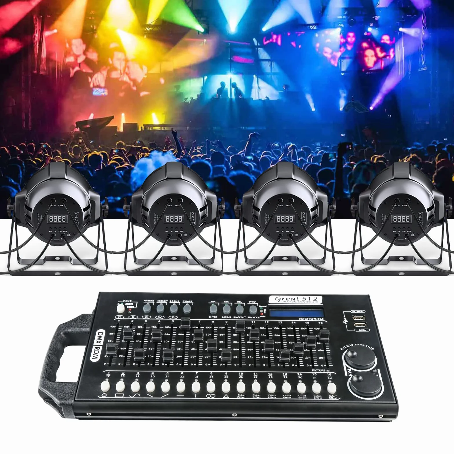 Controlador Dmx 512 Canales Dmx512 Controlador para Iluminación de Escenario, Mezcladores de iluminación Mesa Controladora de Luces Consola, Dmx Controller Con Programa Integrado y Función de Dip RDM