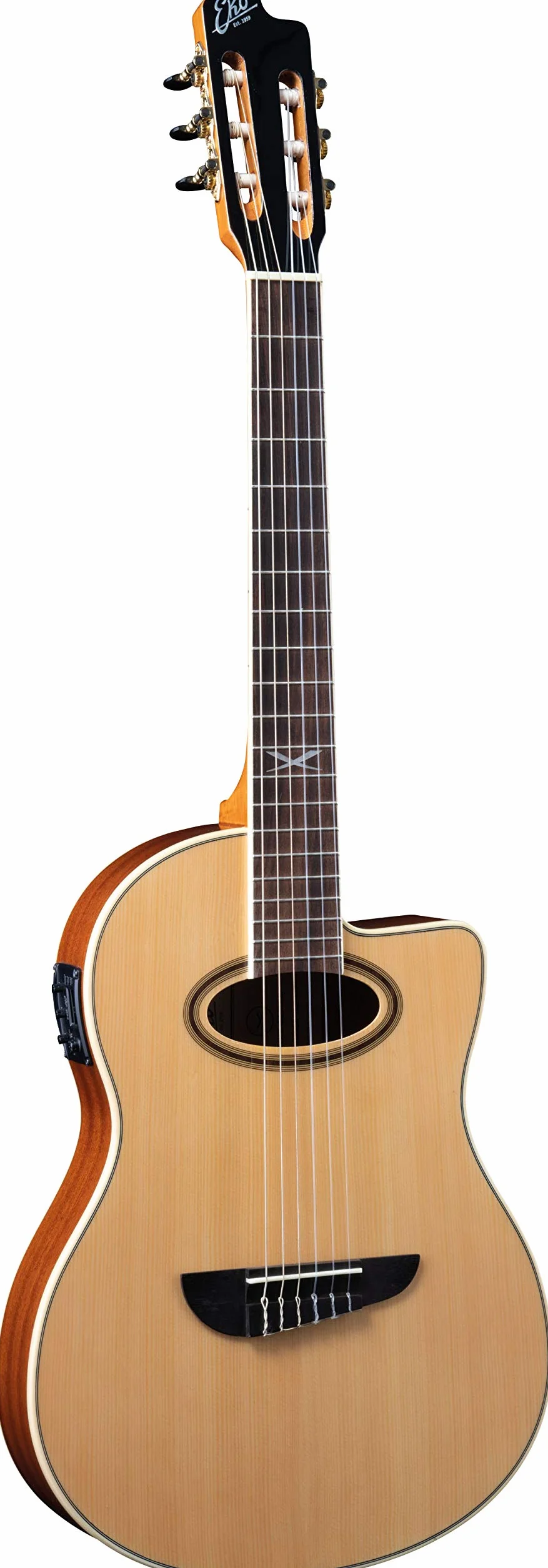 EKO GUITARS – NXT NYLON N100CE NATURAL, Guitarra Clásica Cutaway Electrificada, Tapa de Abeto, Aros, Fondo y Mástil de Caoba, Diapasón de Roupanà Sudamericano, Escala 650 mm, Color Natural