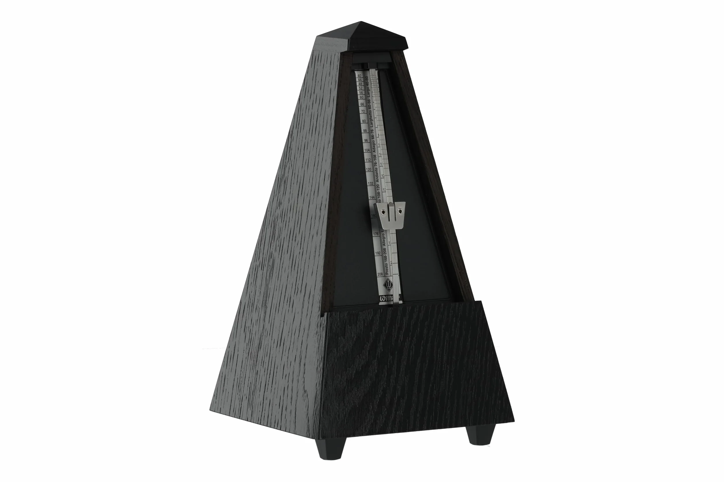 Wittner Metrónomo Taktell Forma de Pirámide Sistema Maelzel Serie 810 - Carcasa de madera maciza - Con campana - Roble negro mate - Mecánico para dar cuerda - No se requieren baterías