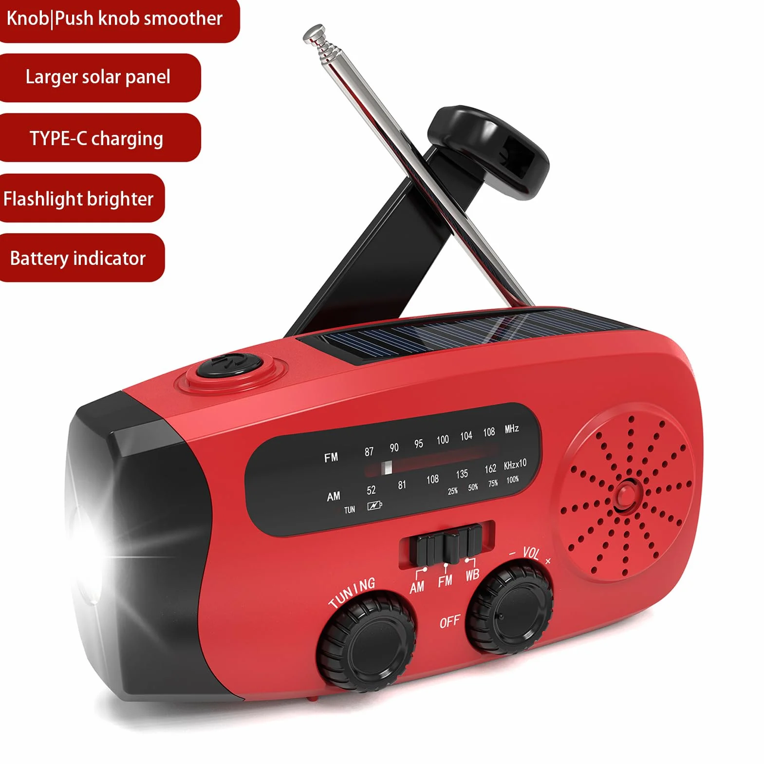 Radio Transistor - Radio con Cargador de Manivela Manual | Receptor Multibanda con Panel Solar USB para Senderismo Camping Emergencias Tormentas y Supervivencia en Exteriores