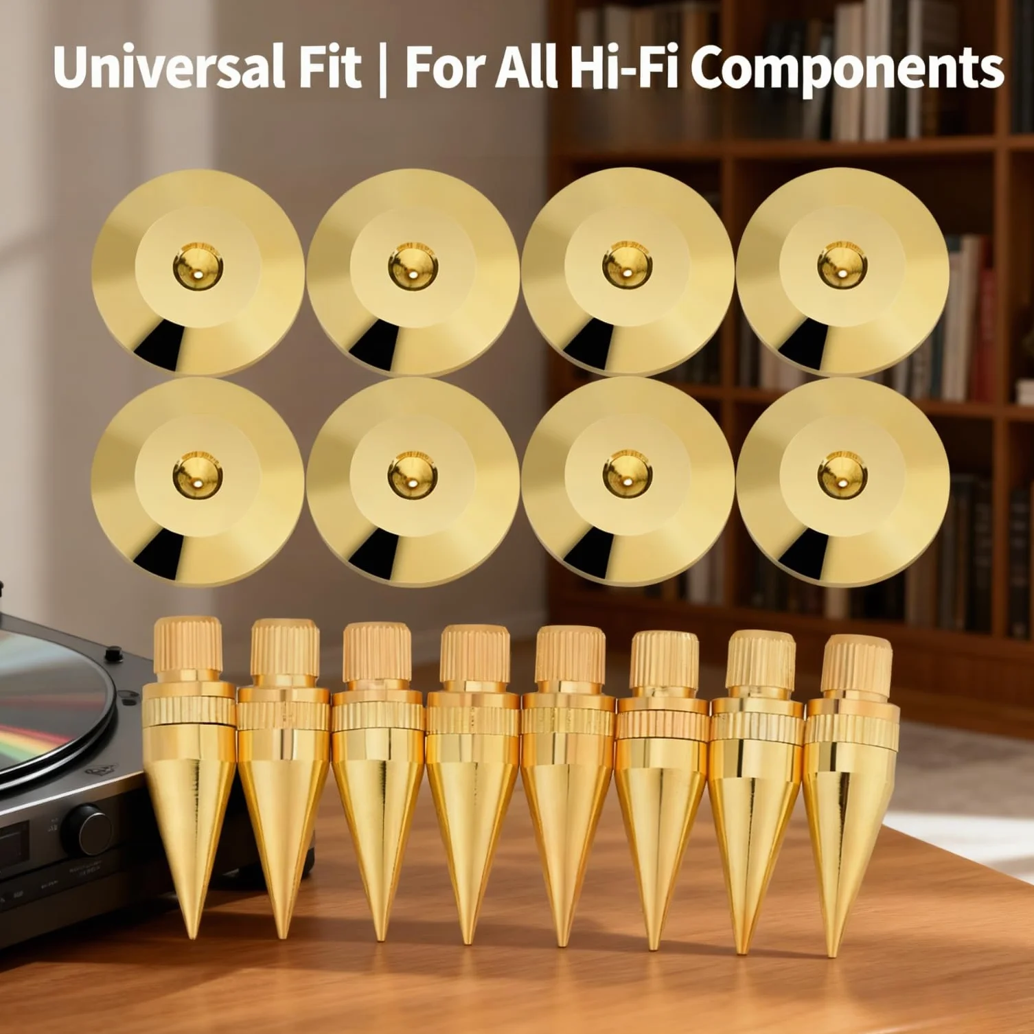 8 Pares Picos de Aislamiento, Cobre de Altavoz Spike Stand, Parlantes Soporte de Aislamiento de Altavoces y Alfombrillas, para Dispositivos de Amplificador de Audio CD, Subwoofer Amplificador