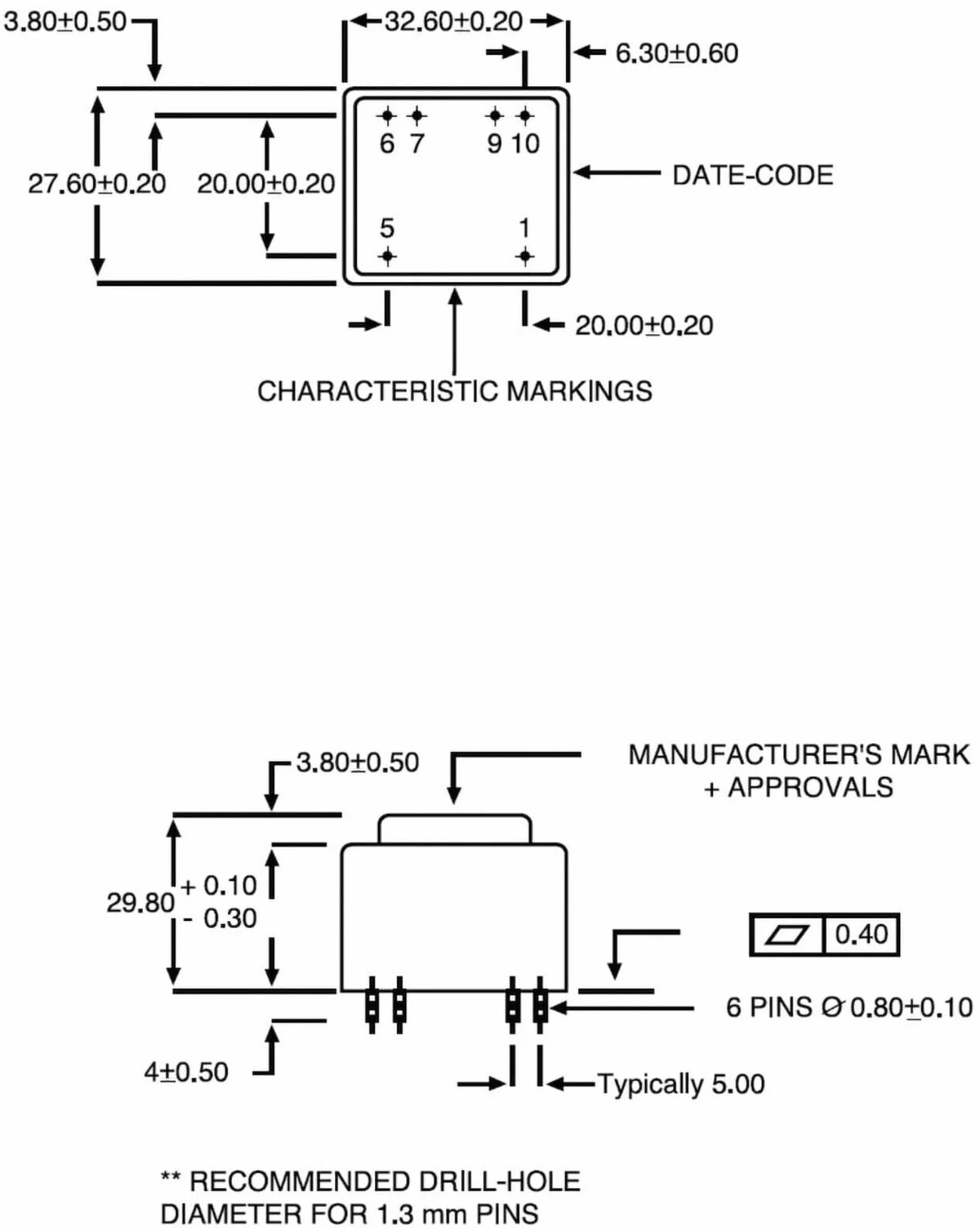 Transformador PCB 2,3VA 230Vac 0-12V + 0-12V MYRRA 44165 (1)