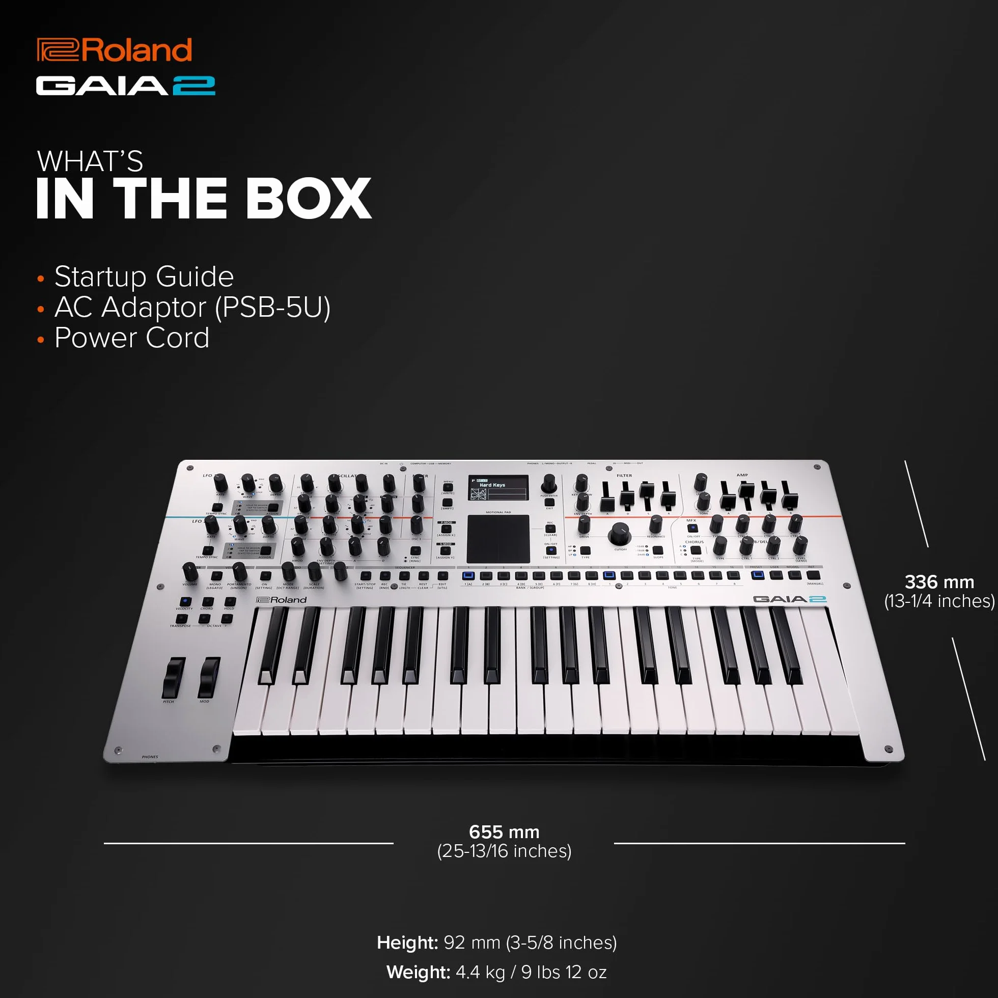 Sintetizador Roland GAIA 2 con prestaciones sonoras avanzadas | Generador de sonido híbrido que combina síntesis de tabla de ondas y virtual analógica | Motional Pad integrado