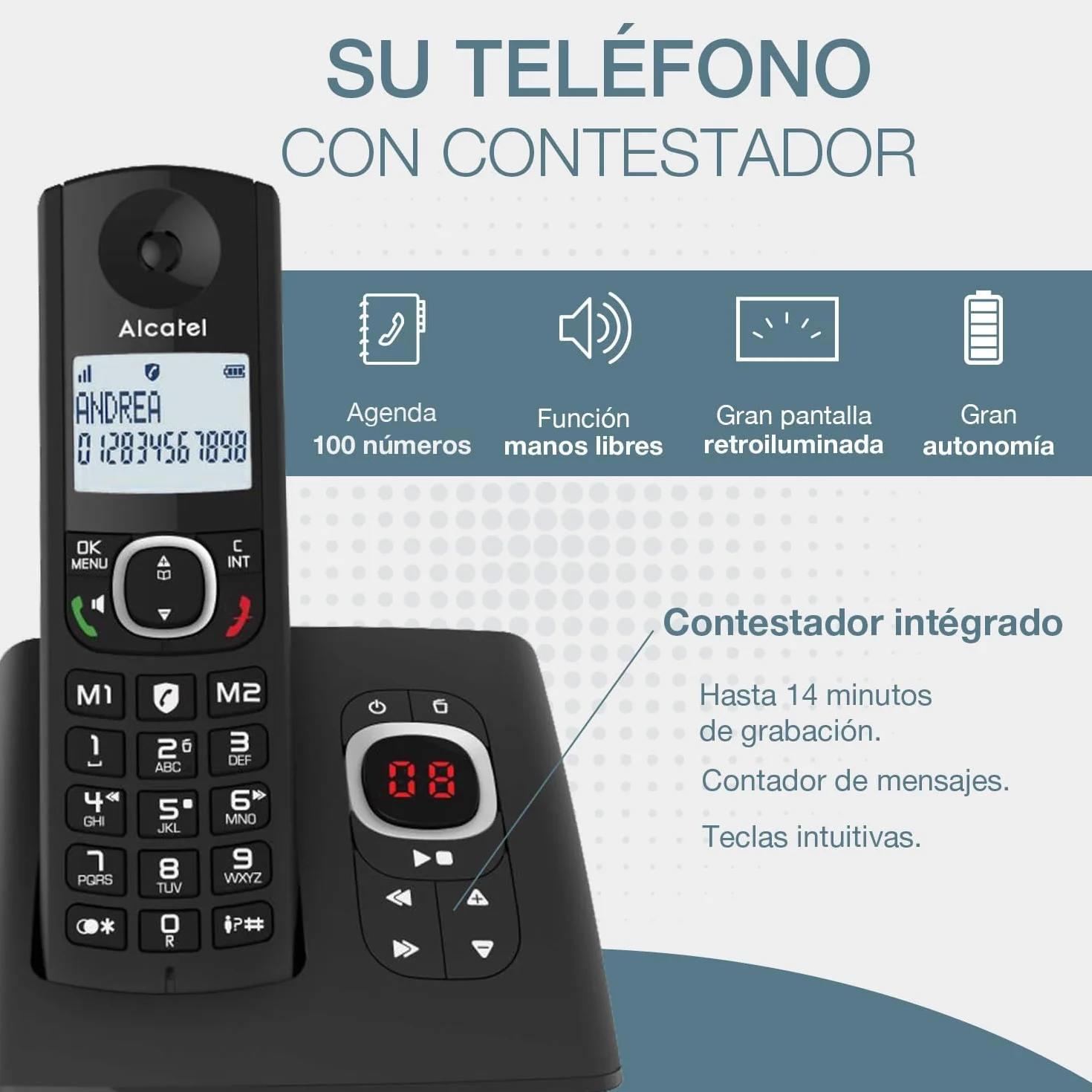 ALCATEL F530 Voice Trío Teléfono inalámbrico DECT con contestador automático - 3 terminales - Negro