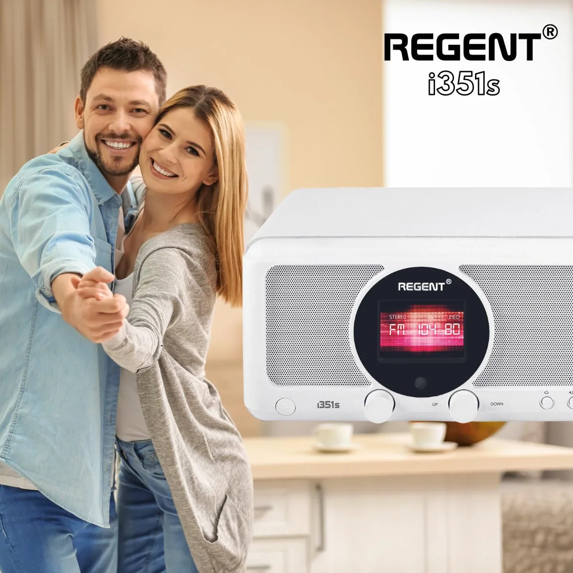 Ferguson - Radio por Internet Dab+ Wi-Fi - Regent i351s Spotify Connect/AUX/USB/Bluetooth - Radio multibanda: Altavoz, Hi-Fi, FM - Doble Alarma, Mando a Distancia - IN/out único - Bluetooth (Blanco)