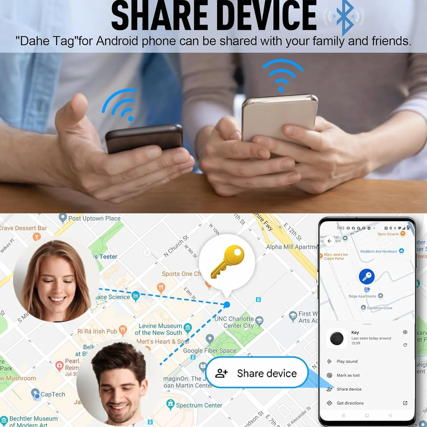 Android Smart Tracker, 2 Pack Air Tracker Buscador de Objetos Bluetooth Funciona con Buscar Google,Smart Tracker Localizador Bluetooth, Rastreador para Llaves, Cartera, Equipaje