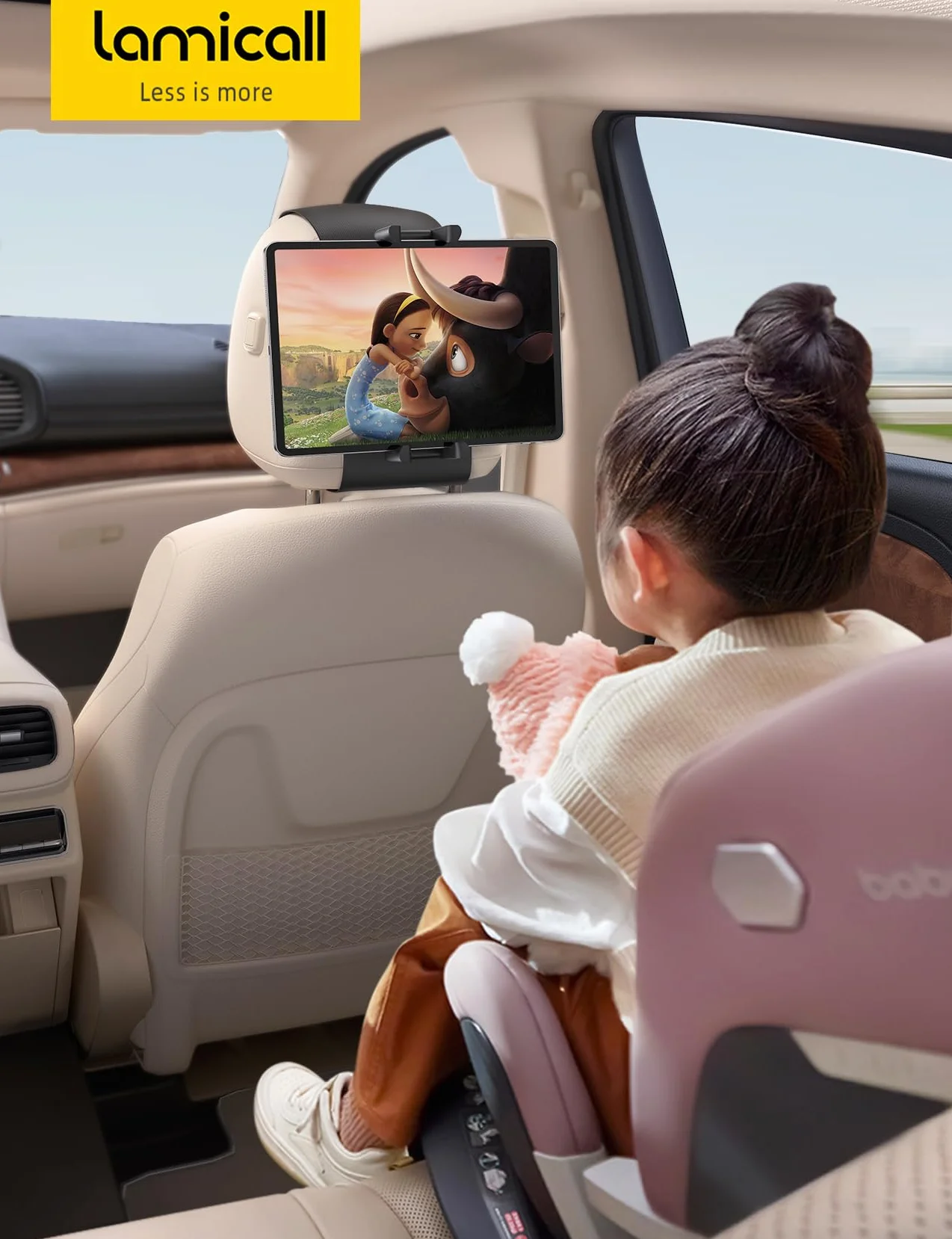 Lamicall Soporte Tablet Reposacabezas Coche Clip Silicona Ancho Plegable 360° Rotación Tira Mágica Elástica para iPad Switch 6,1-13"