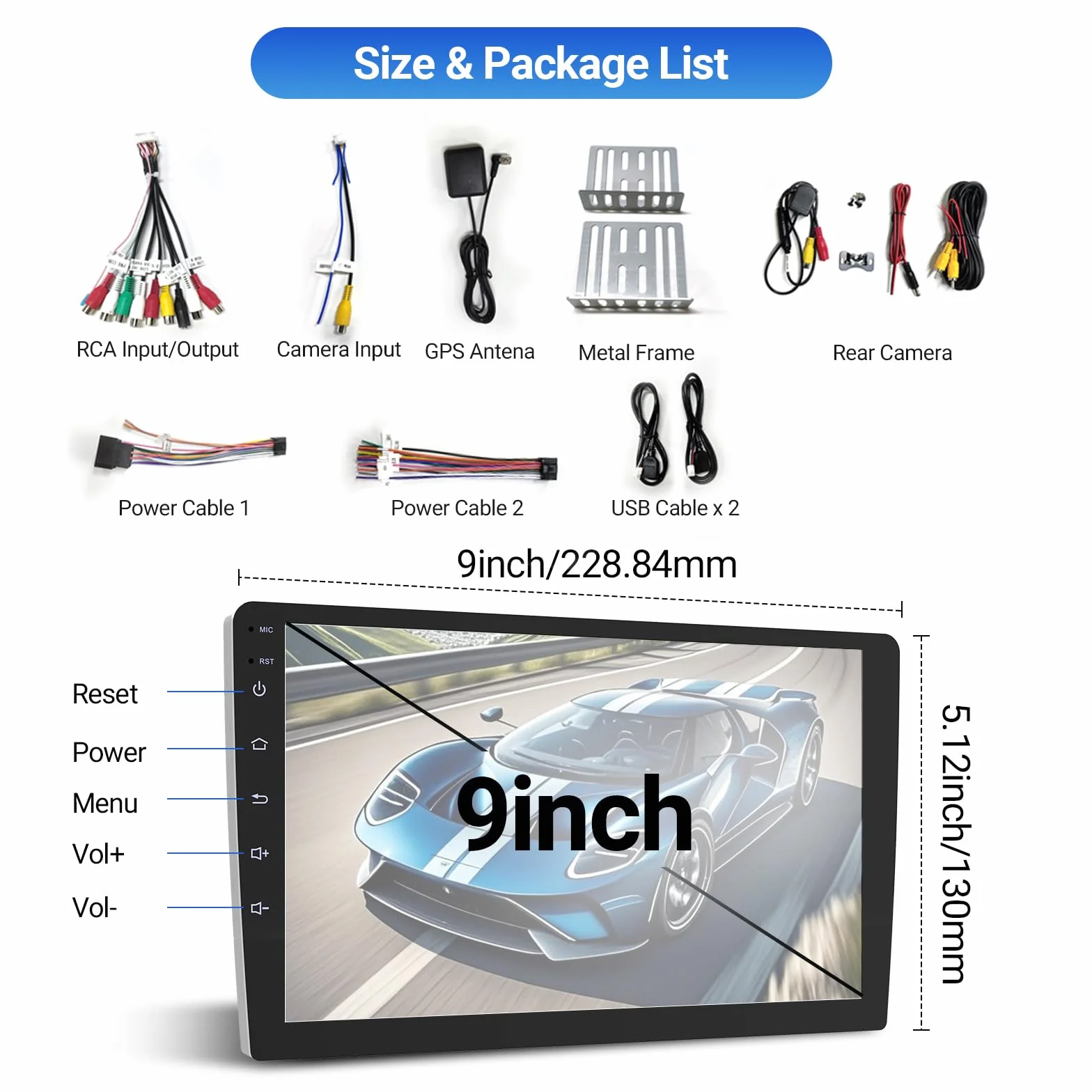 Haudio 2 DIN Coche Radio con Apple Carplay Inalámbrico & Android Auto, 9 Pulgadas IPS Pantalla con Trasera Cámara, GPS, Mirror Link, Radio SWC/Am/FM Adecuada Mayoría Coches 4+64GB(Actualizar CPU)