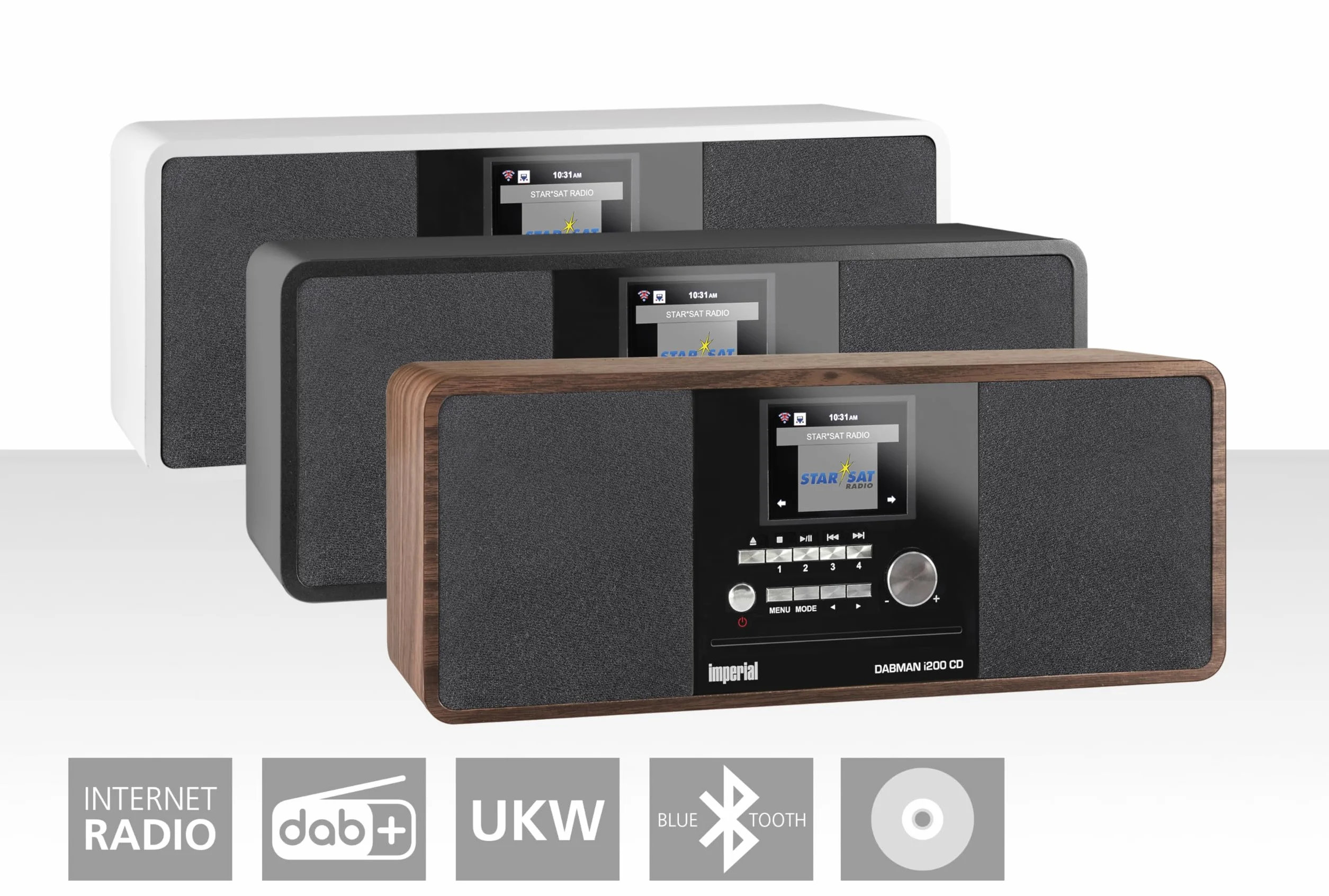 Imperial - Dabman i200 del cd, híbrido y de internet de radio, dab + / fm, cd, diferentes. madera de colores imitación