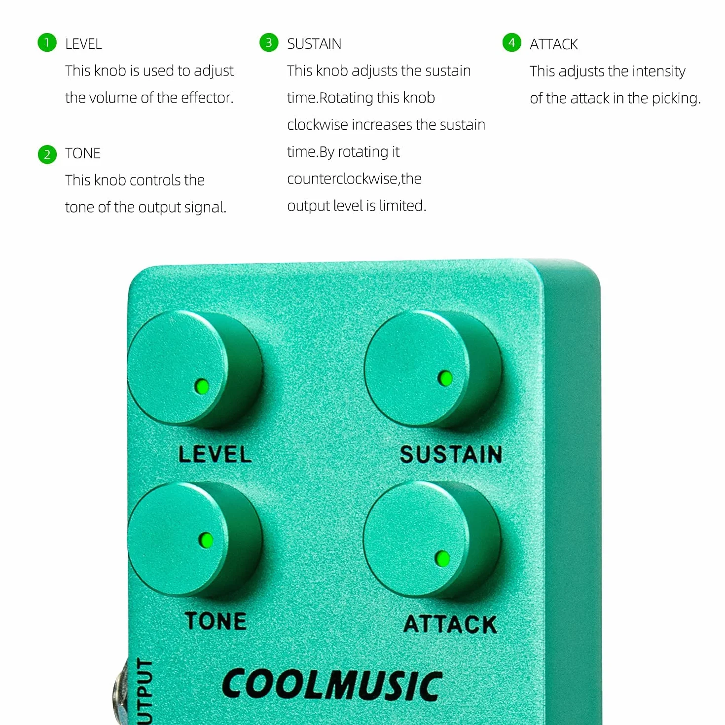 Coolmusic C-CS01 Pedal de compresor, pedal de guitarra Comp Efecto de compresión Guitarra eléctrica y bajo True Bypass