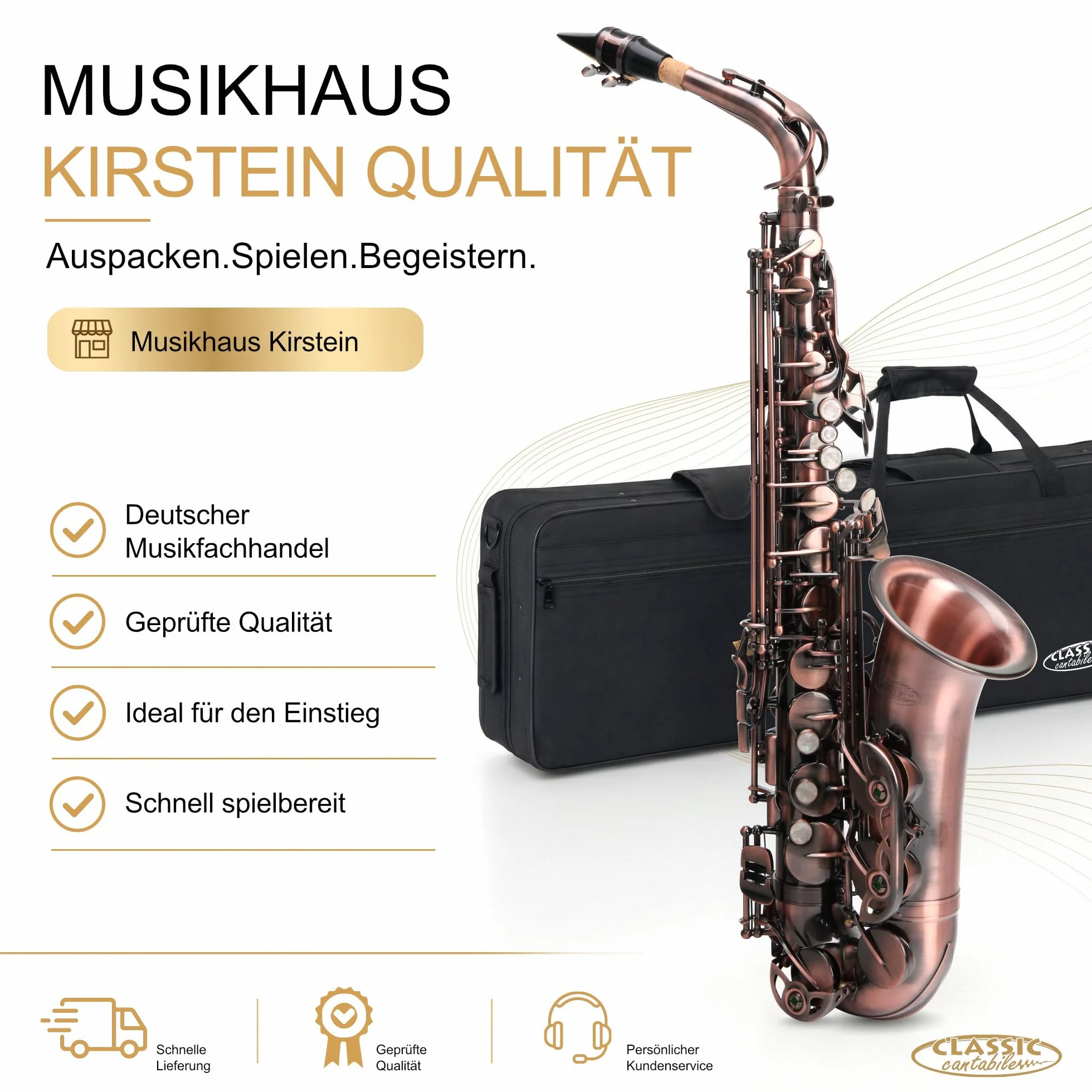 Classic Cantabile Winds AS-450 envejecido rojo saxófon alto