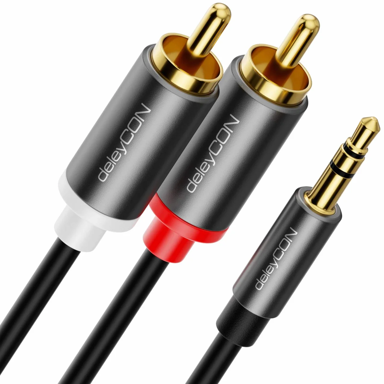 deleyCON 5m Cable Jack a Cinch RCA 3,5mm Audio Convertidor Móvil y Smartphone a Receptor HiFi
