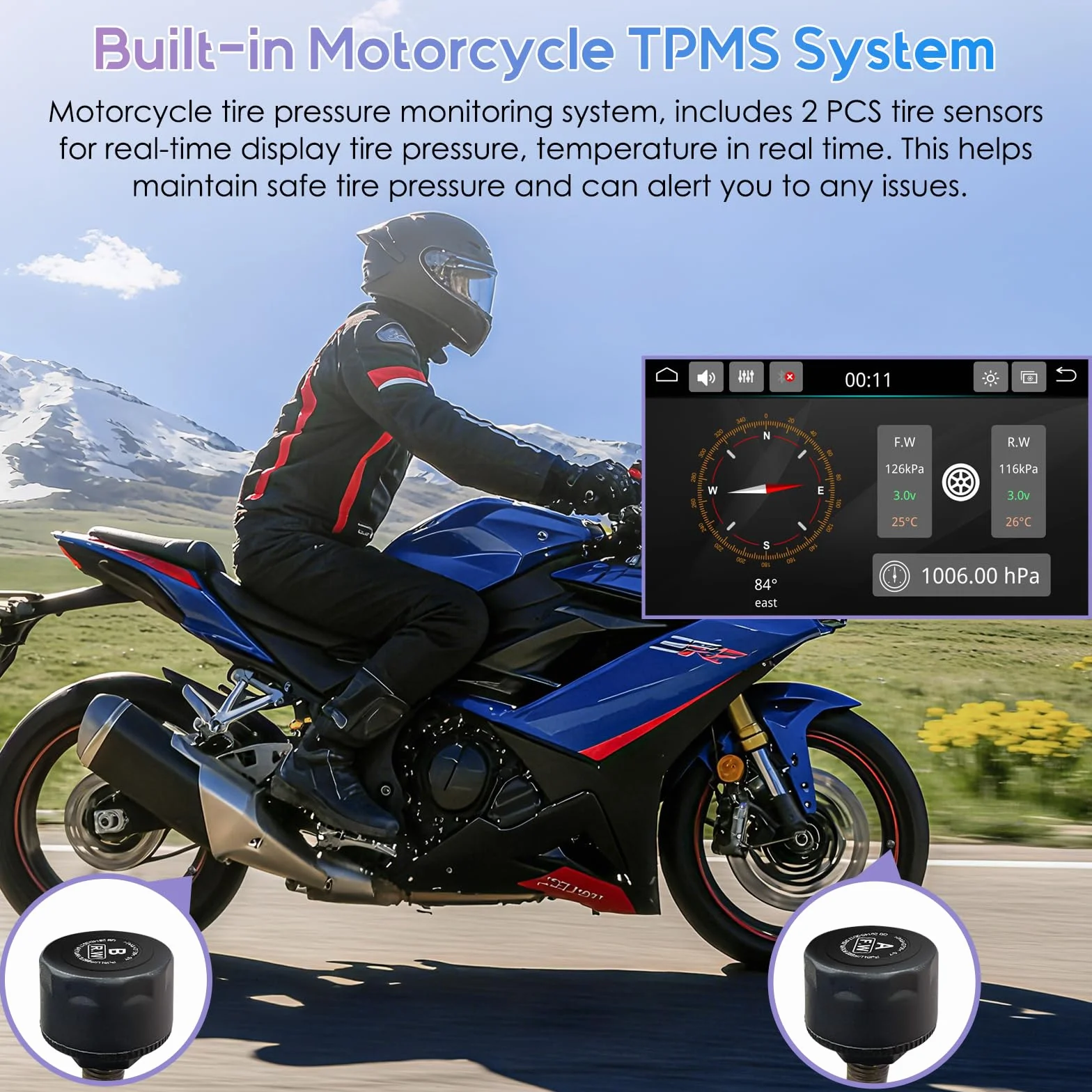 Carpuride W502TPRO Motocicleta CarPlay Android Auto TPMS Bluetooth GPS 5 Pulgadas Impermeable