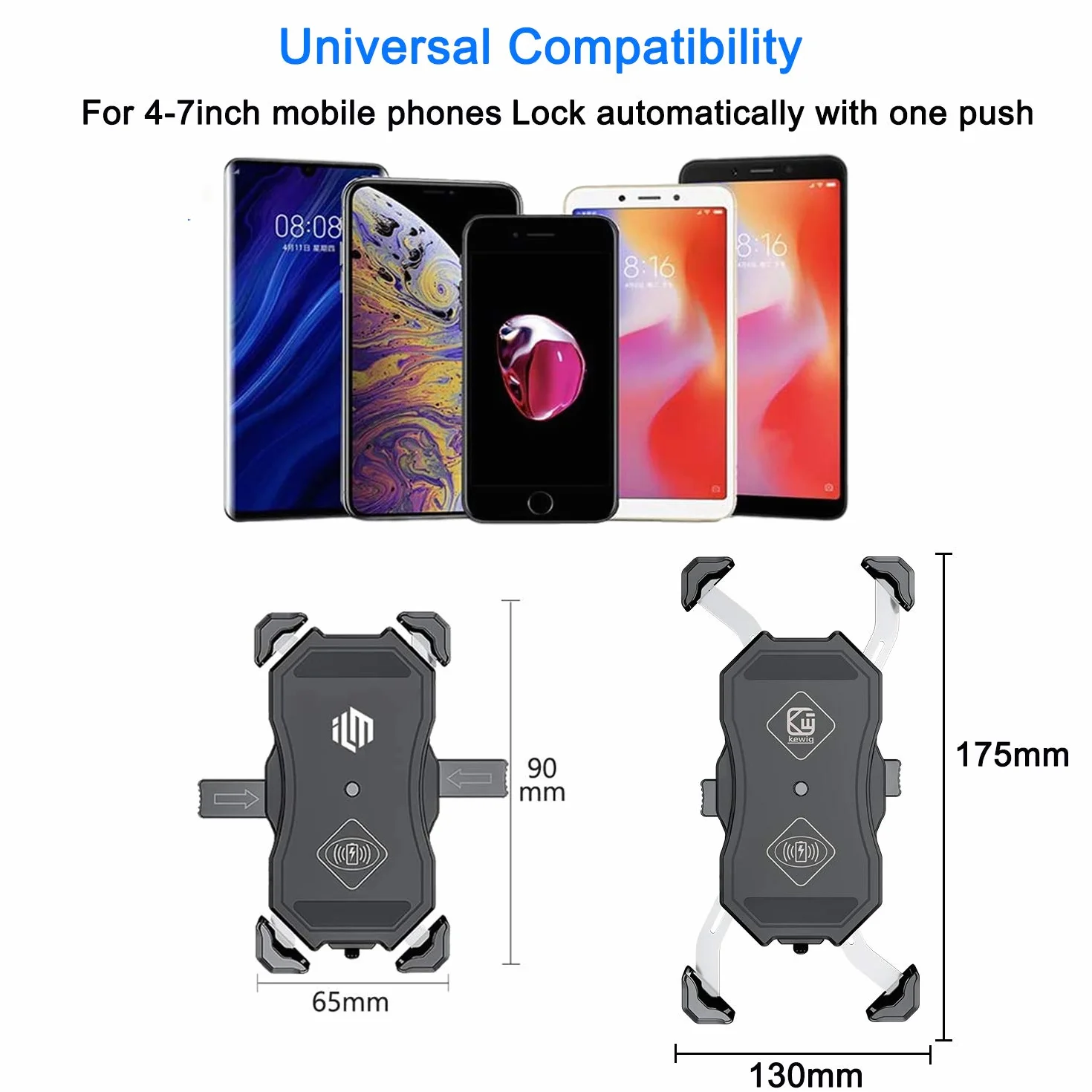 Jeebel Soporte para Teléfono de Motocicleta, 2 en 1 QI Inalámbrico QC 3.0 USB con Rotación 360° Ajustable para 4-7 Pulgadas