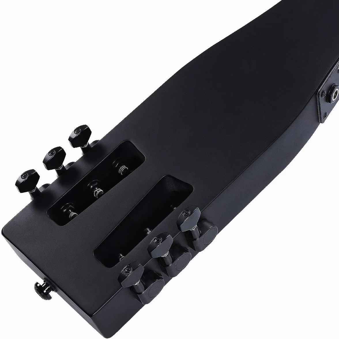 Guitarra eléctrica práctica portátil de viaje, 82 cm, 1,6 kg, escala completa de 64,8 cm, con bolsa de transporte, zurdo, negro mate