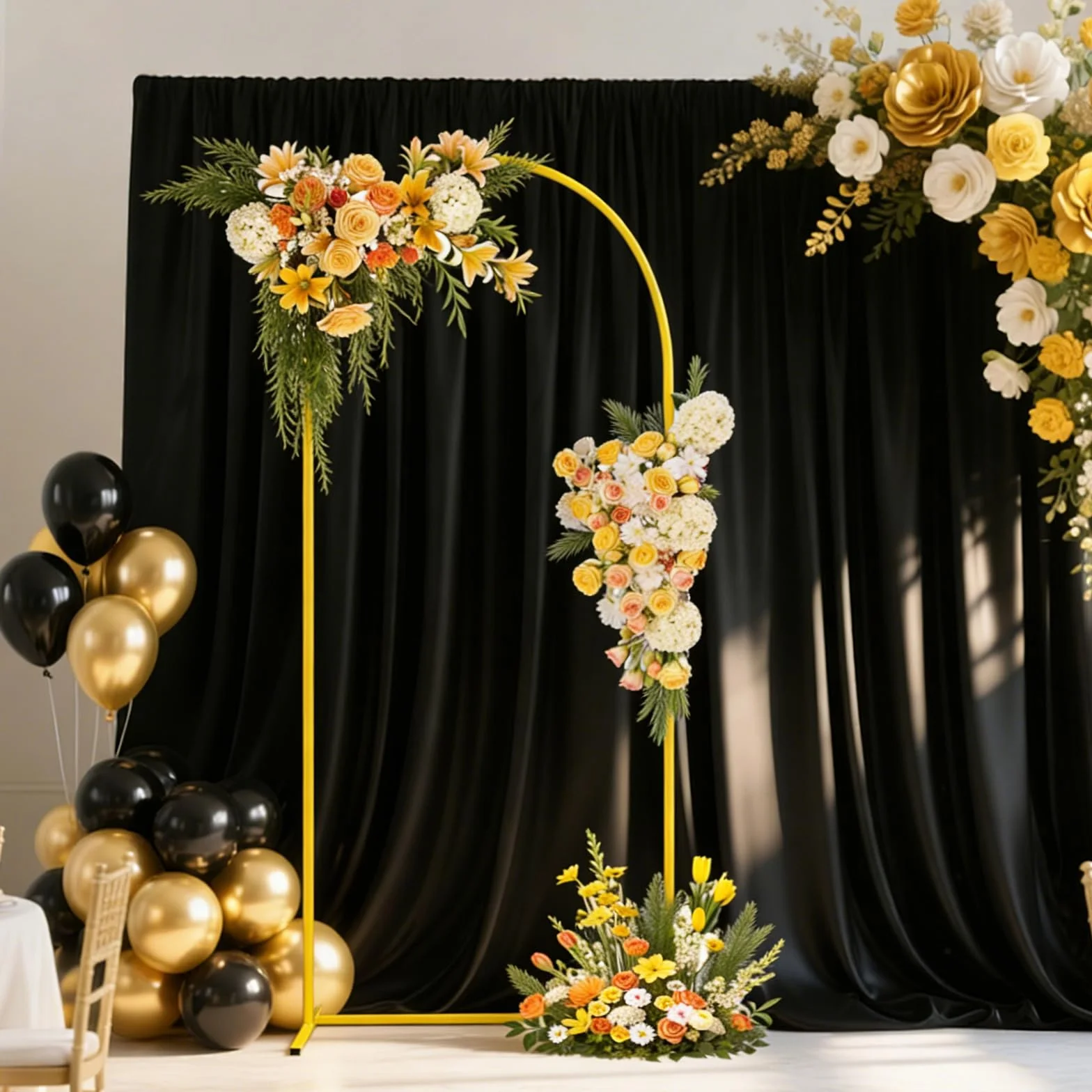 1,8M Soporte para Fondo De Arco De Boda Arco De Globos Metal Dorado Marco De Arcos De Boda para DecoracióN De Bodas Fiestas De CumpleañOs