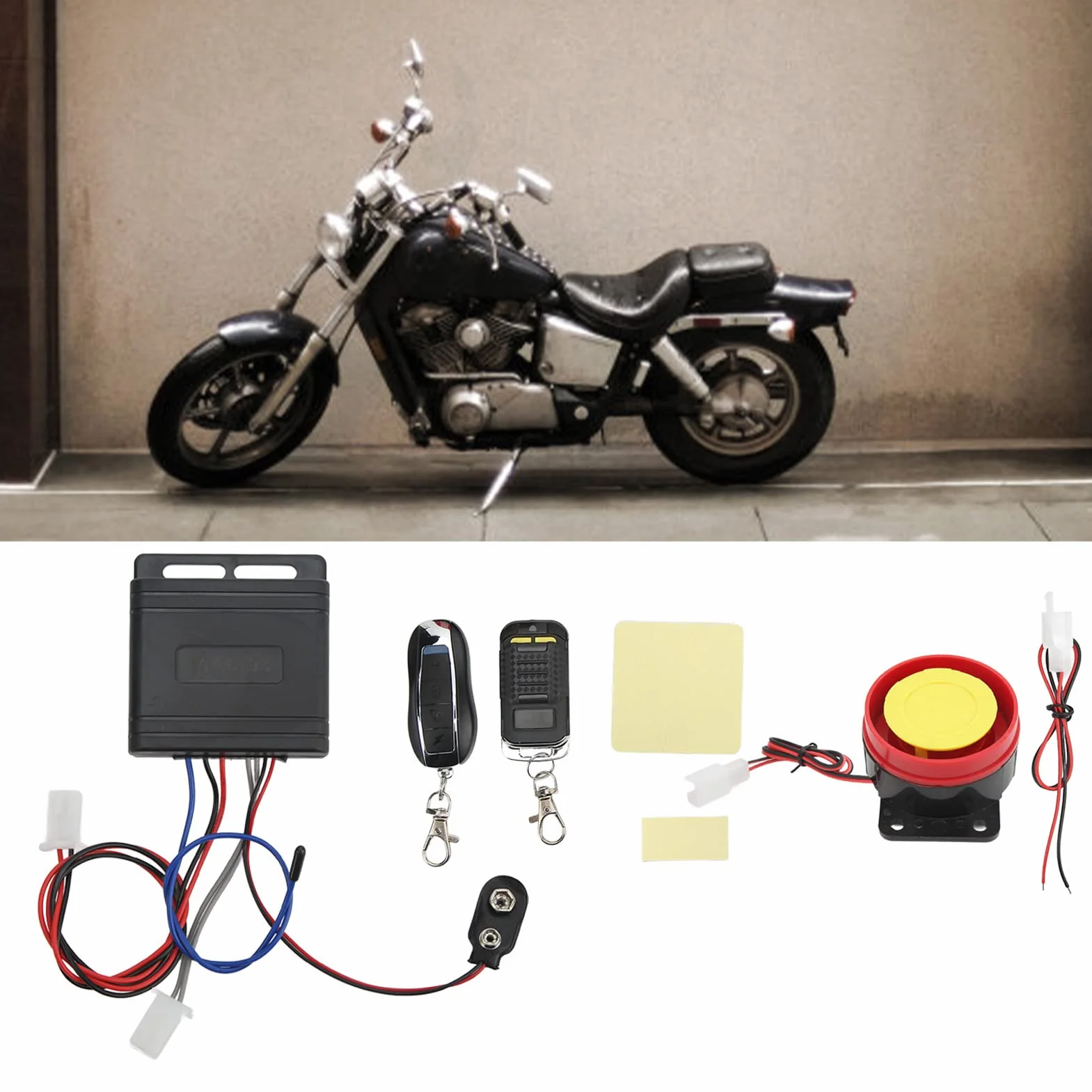 KIMISS Sistema de Alarma para Motocicleta, Alarma de Vibración Inalámbrica de Seguridad Antirrobo 12V Universal para Scooter Bike