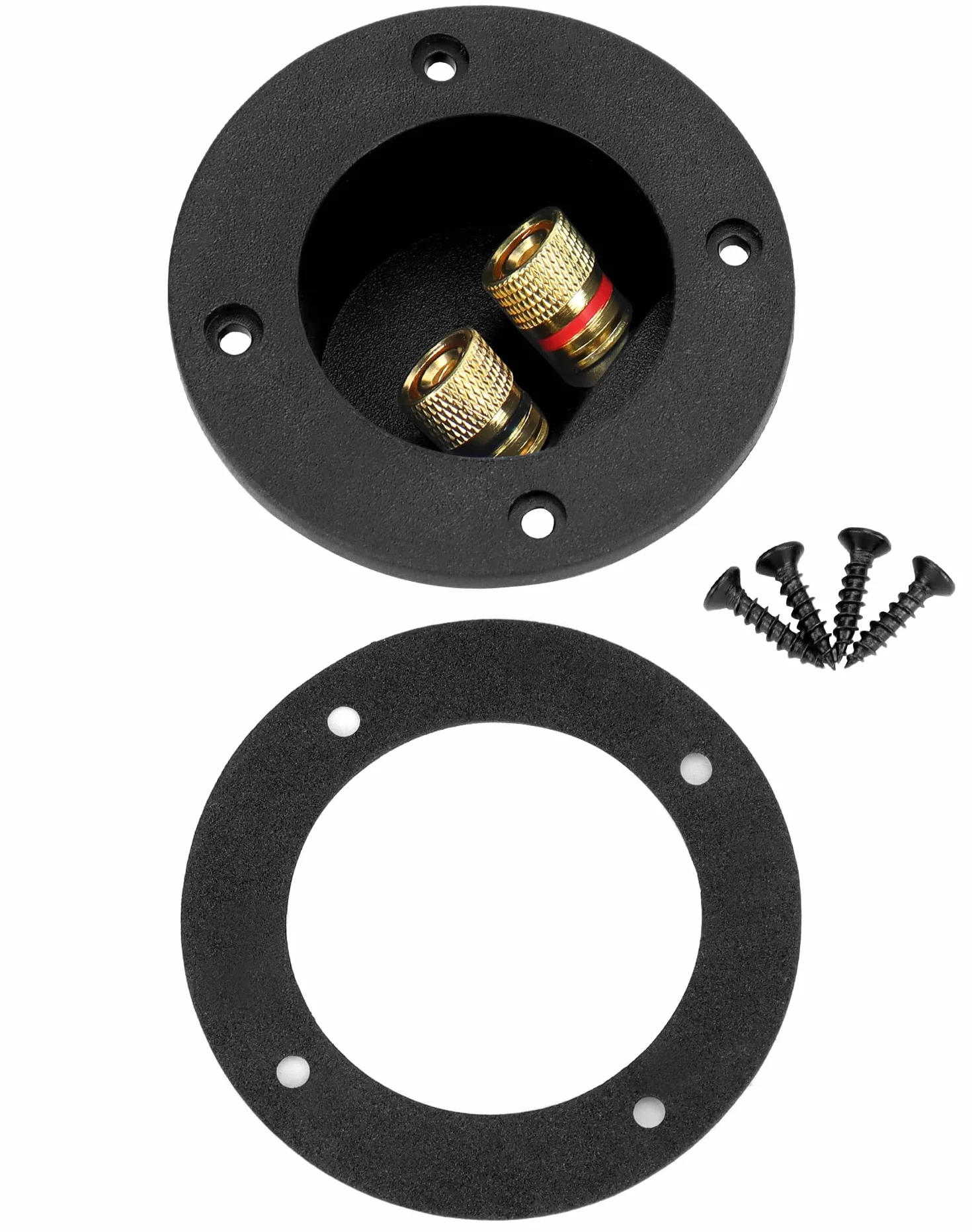 QWORK® 2 Piezas Terminal Altavoz Conector de Terminal de Caja de Altavoz, 2 Vías Terminal Altavoz Conectores de Copa de Resorte Redondos