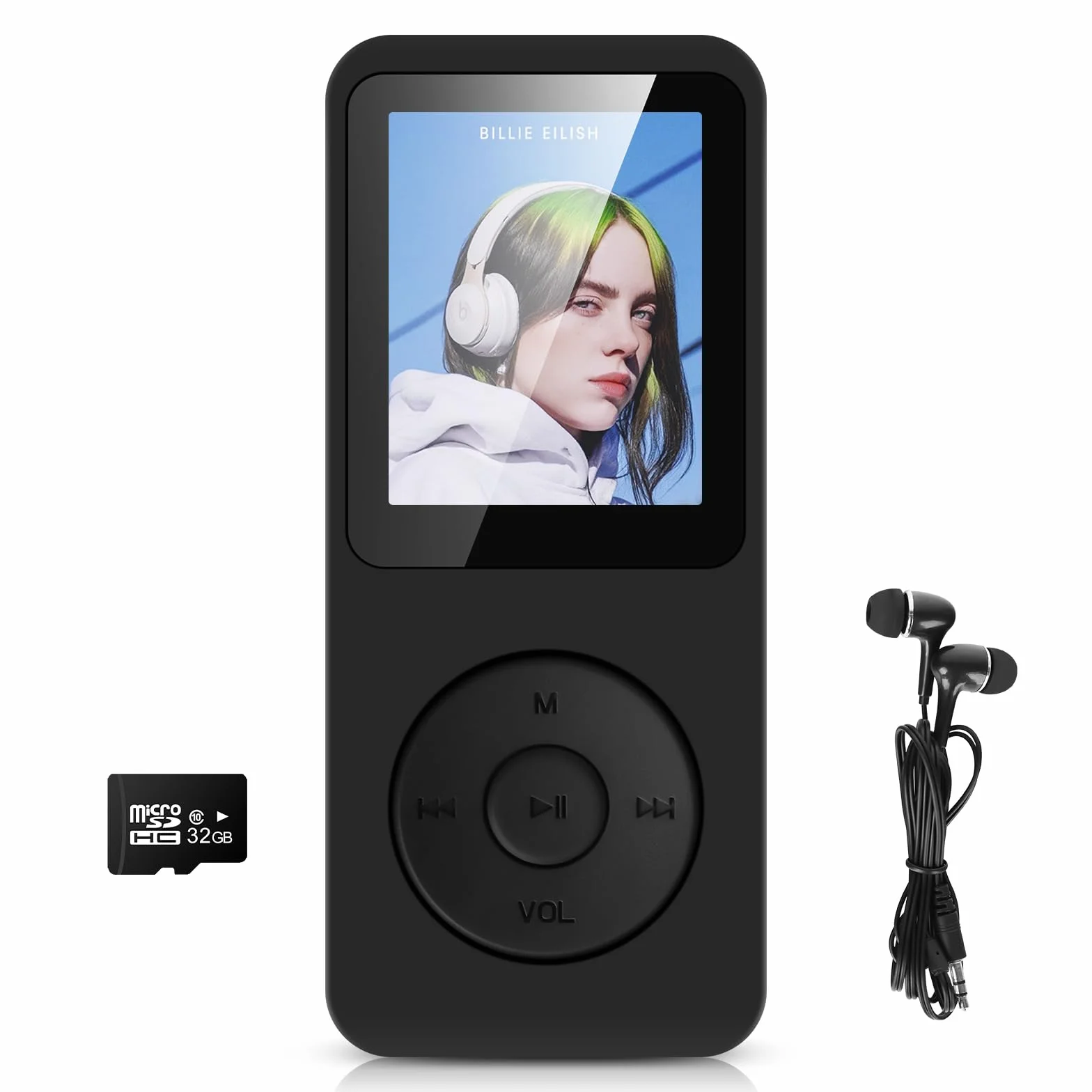 Reproductor MP3 de 32 GB Bluetooth 5.3 con pantalla TFT a color de 1,8 pulgadas con auriculares, reproductor de MP3 para niños con altavoz, radio FM, libro electrónico, grabación, soporte de hasta 128