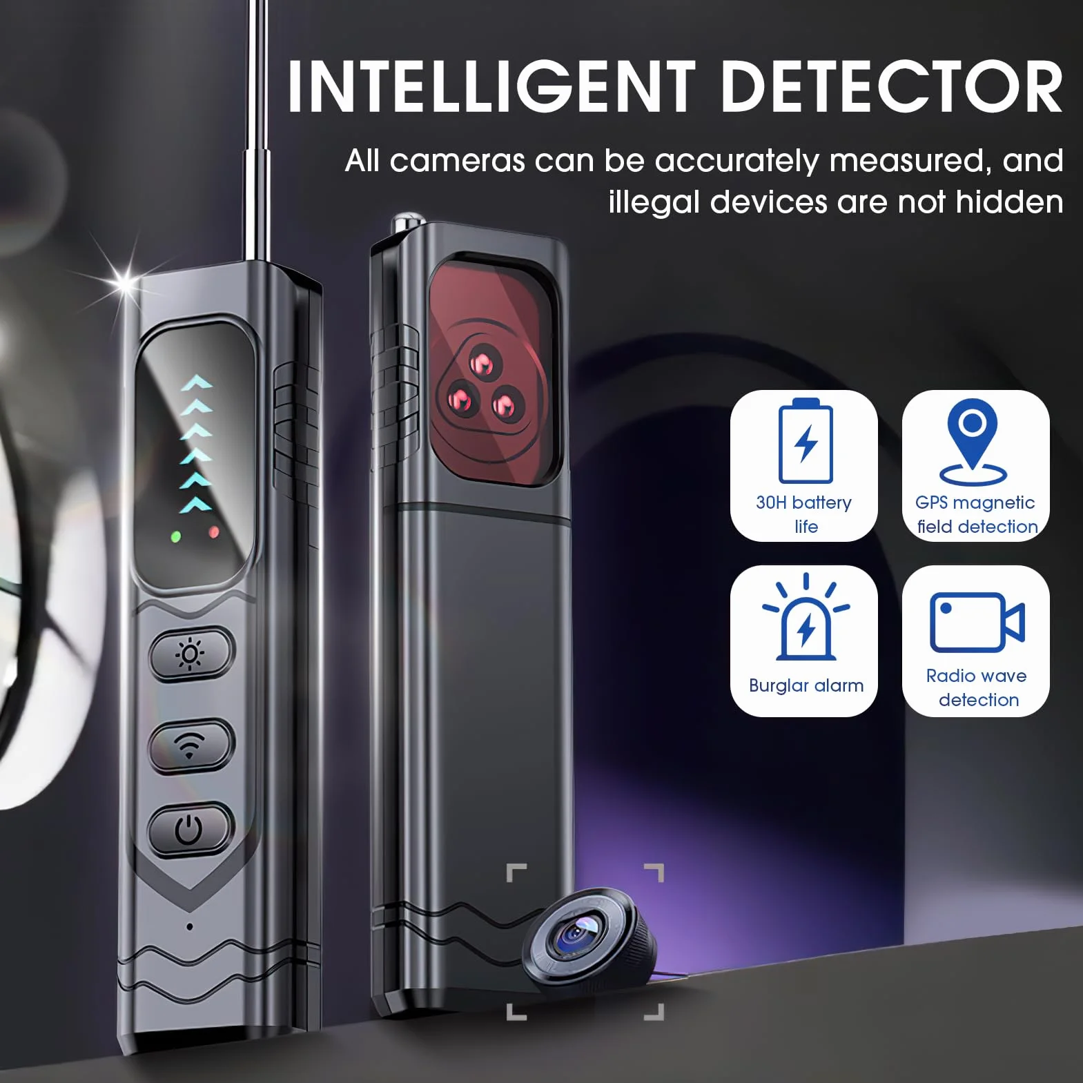 Detector de Cámaras y Micrófonos Ocultos – Detector de Señales RF con GPS Antiespía para Hogar