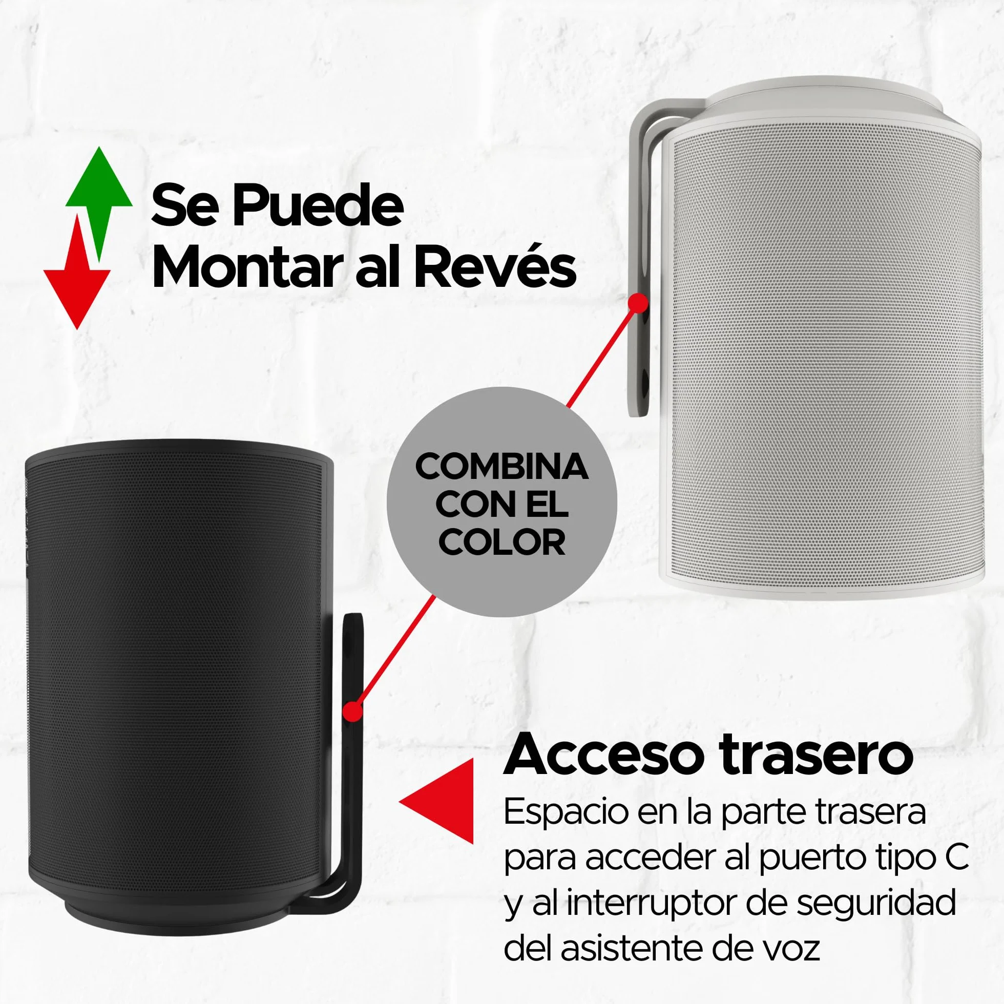 Sound bass Soporte de Pared ERA 100 - Perfil Bajo, Negro, Unidad Individual, Compatible con Altavoz Sonos ERA100 & ERA 100 SL, Completo con Todos los Accesorios de Fijación
