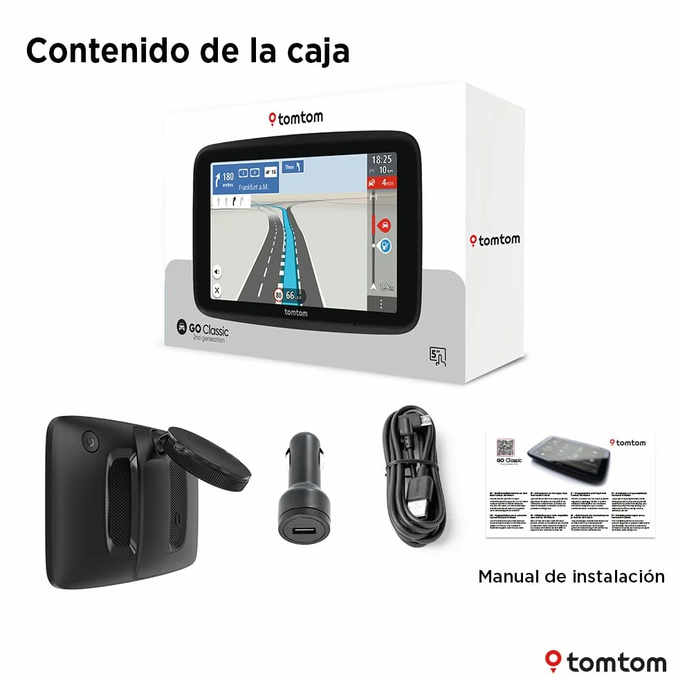 TomTom GO Classic 2nd GPS Coche 5" Tráfico Alertas Radares Mapas Europa Wi-Fi Carriles Soporte Reversible