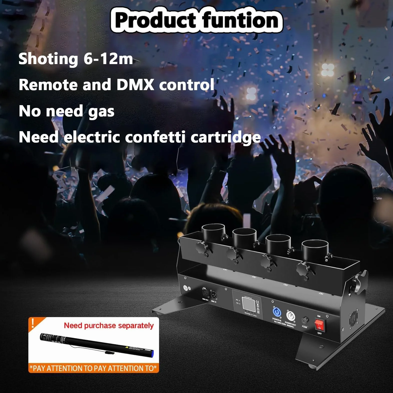 Máquina de Confeti Profesional, Lanzador de Confeti eléctrico de 4 Cabezales, cañón de Confeti DMX, Efecto de iluminación de Escenario, soplador de Confeti para Bodas, Fiestas, cumpleaños